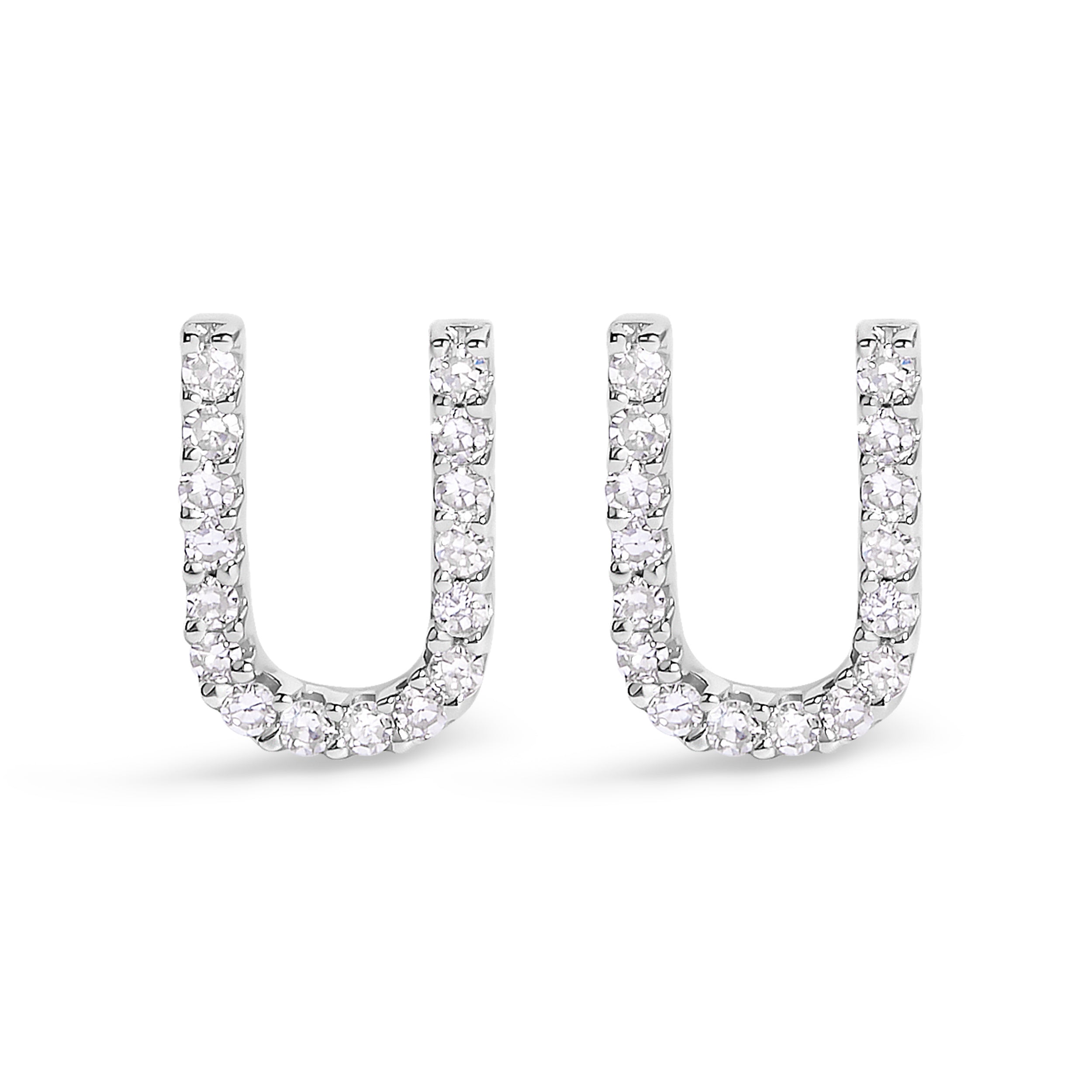 10K White Gold 1/10 Cttw Diamond Initial “A†Stud Earring
