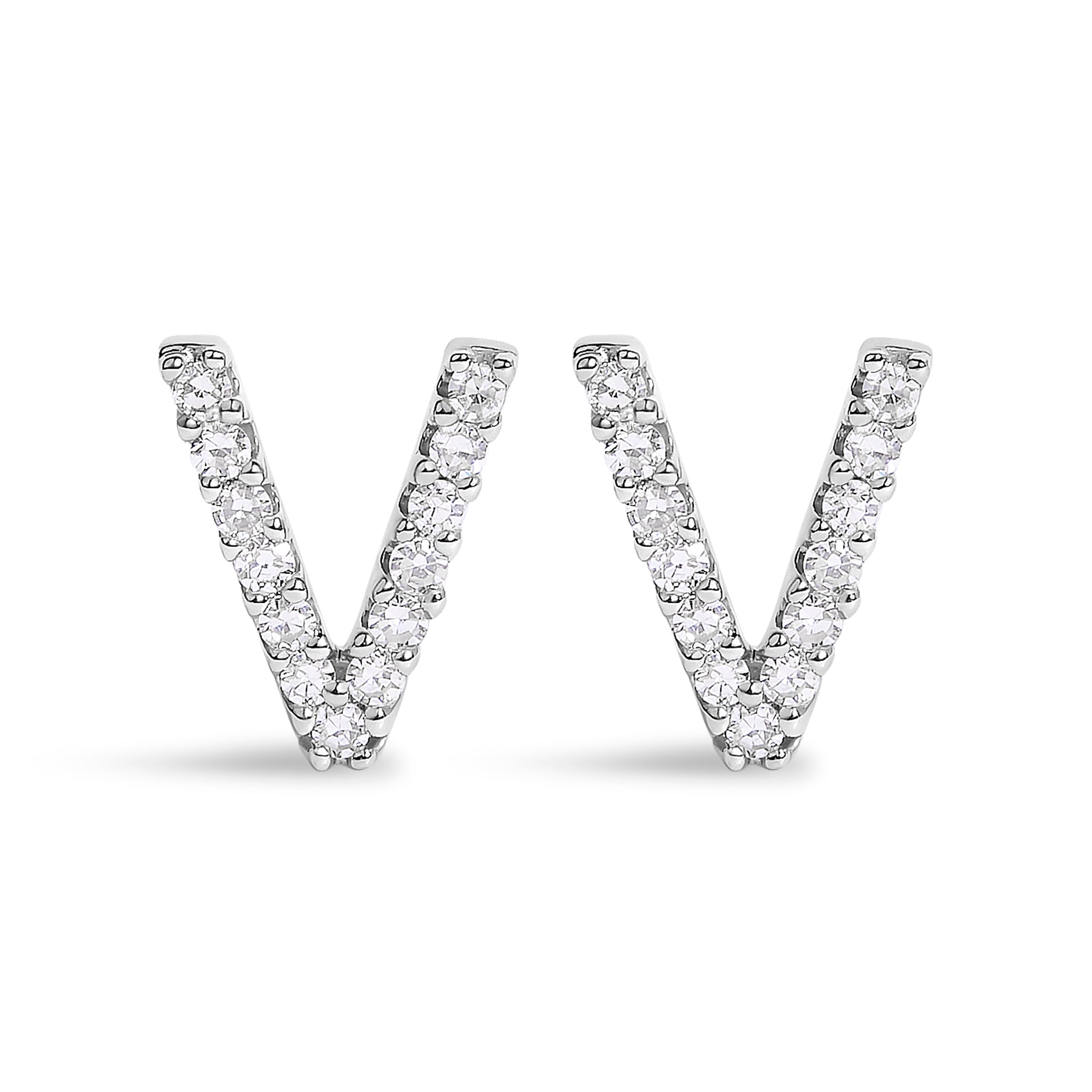 10K White Gold 1/10 Cttw Diamond Initial “A†Stud Earring