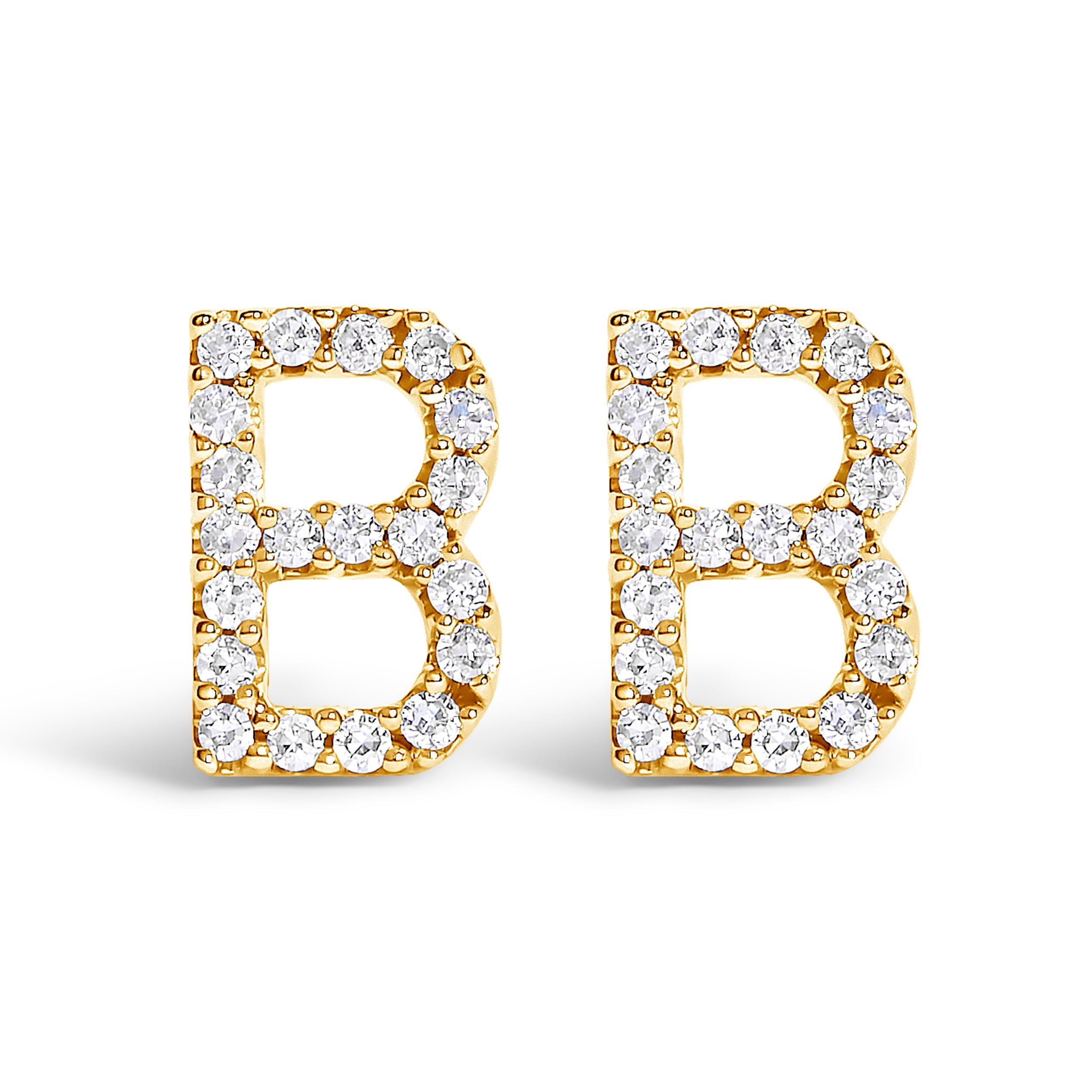 10K White Gold 1/10 Cttw Diamond Initial “A†Stud Earring