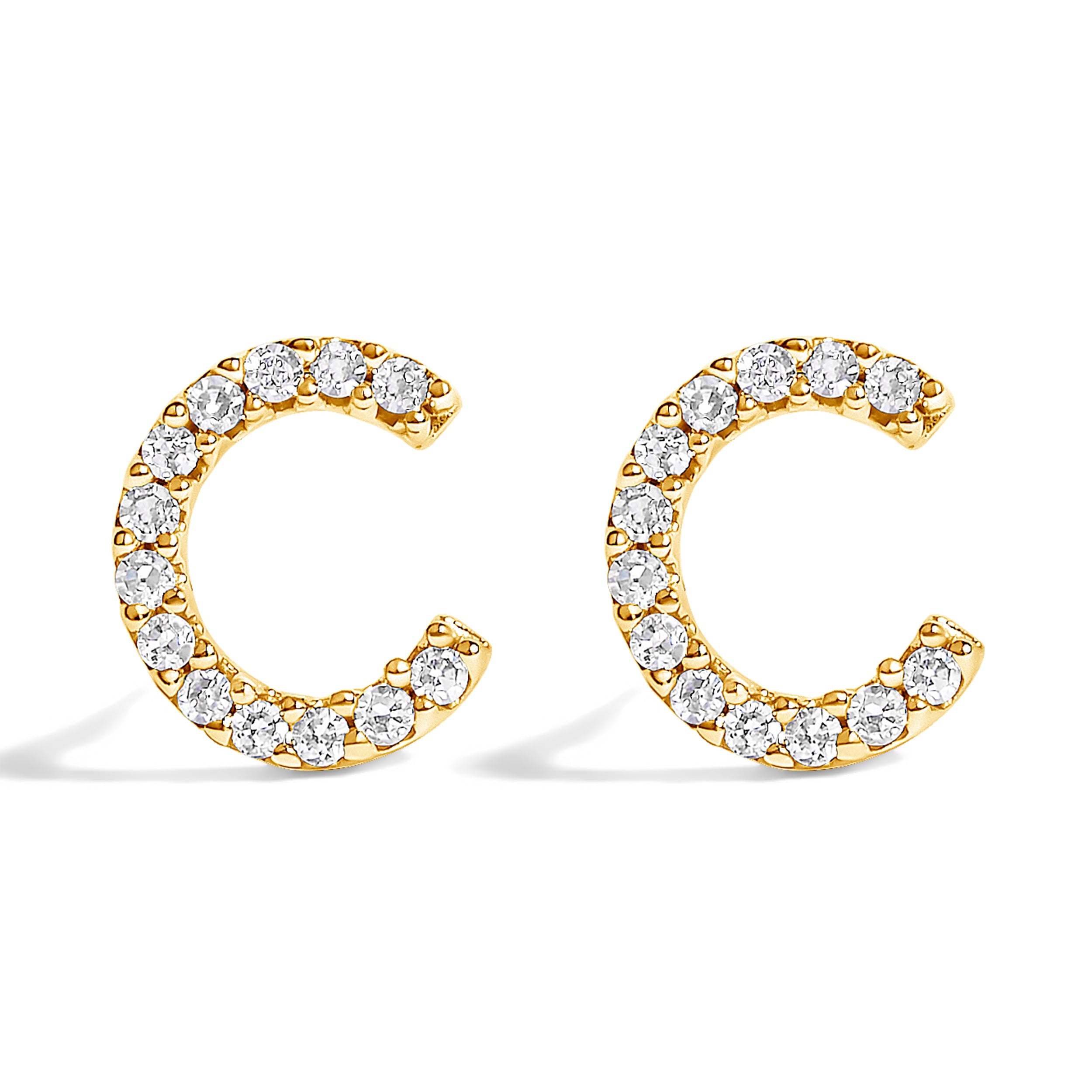 10K White Gold 1/10 Cttw Diamond Initial “A†Stud Earring