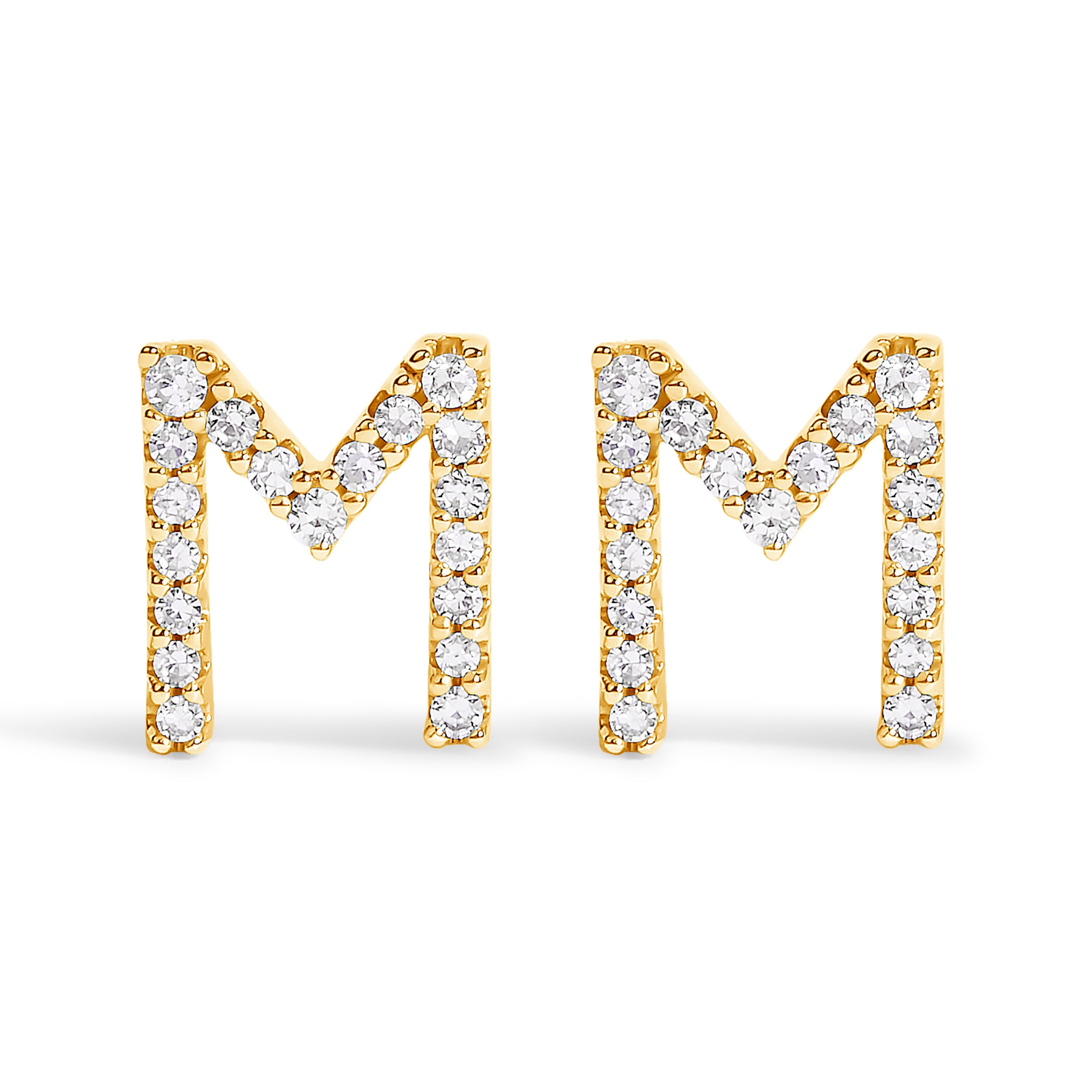 10K White Gold 1/10 Cttw Diamond Initial “A†Stud Earring