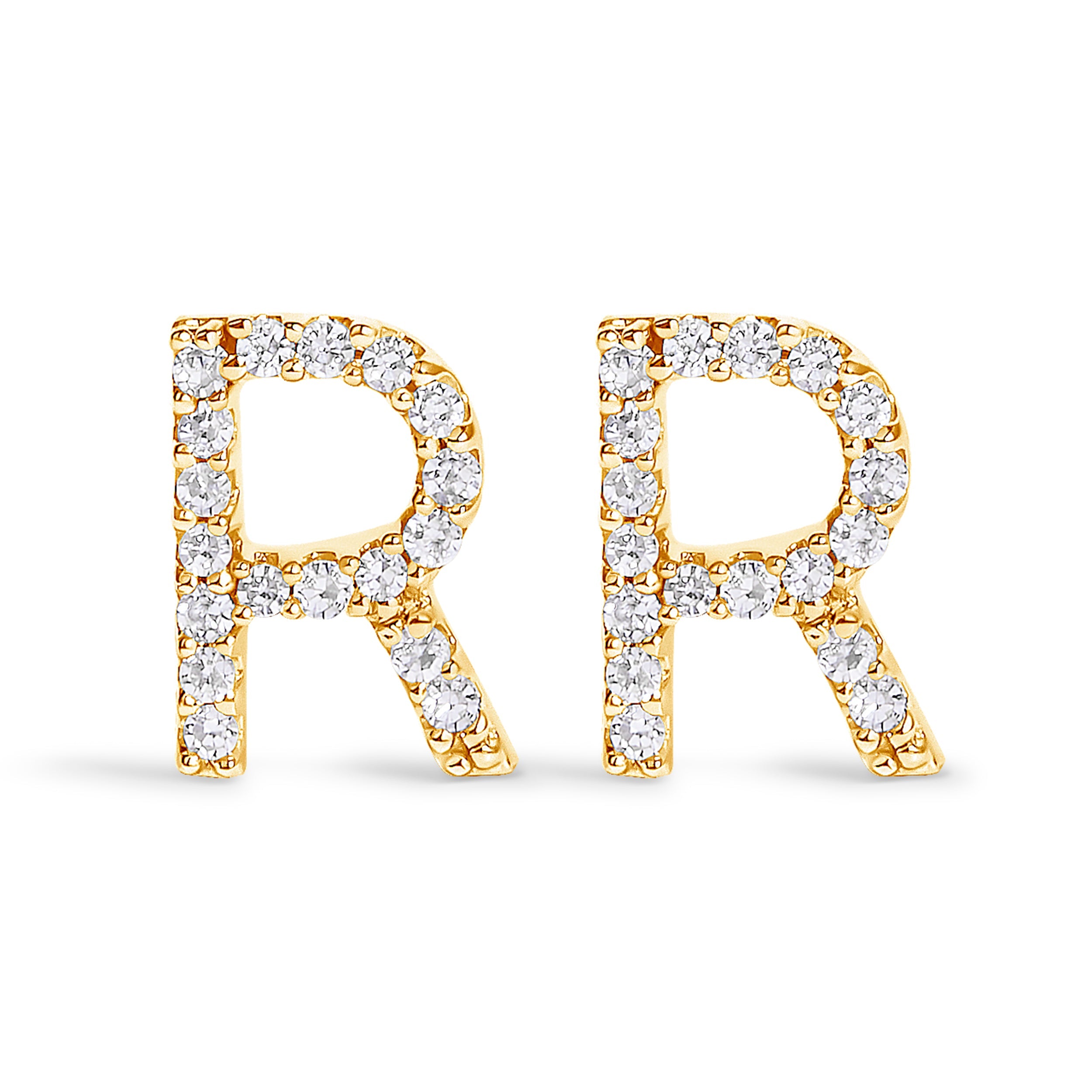 10K White Gold 1/10 Cttw Diamond Initial “A†Stud Earring