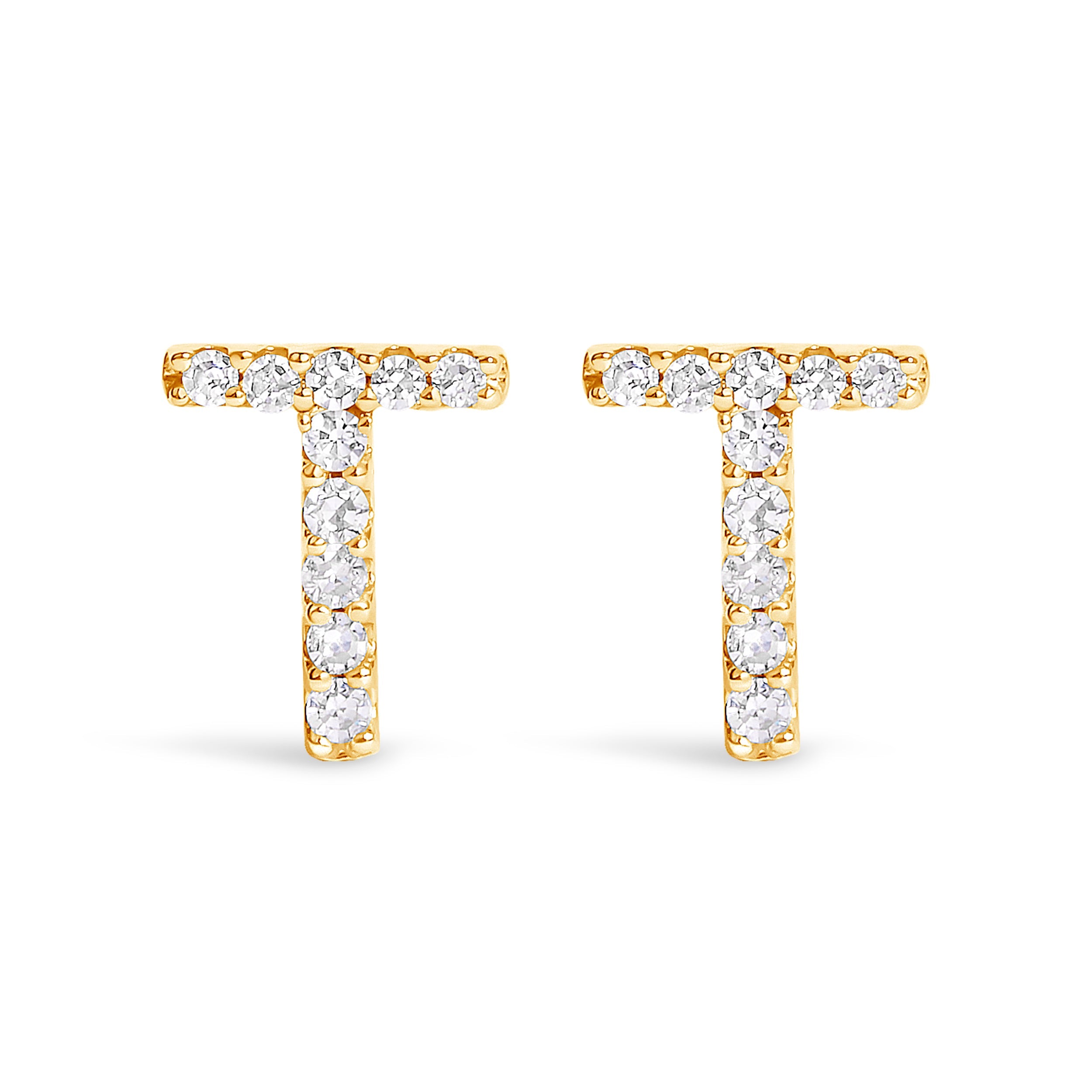 10K White Gold 1/10 Cttw Diamond Initial “A†Stud Earring