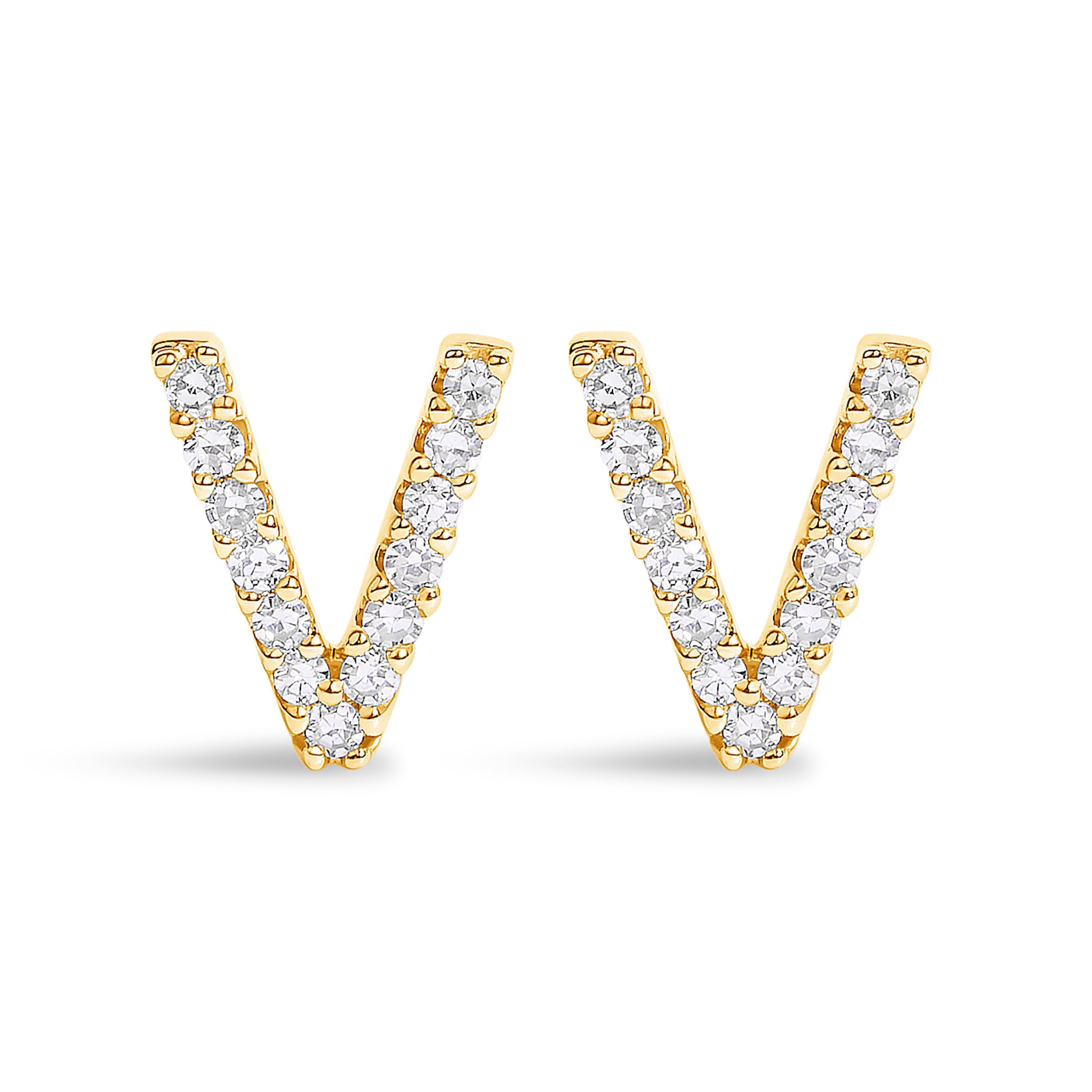 10K White Gold 1/10 Cttw Diamond Initial “A†Stud Earring
