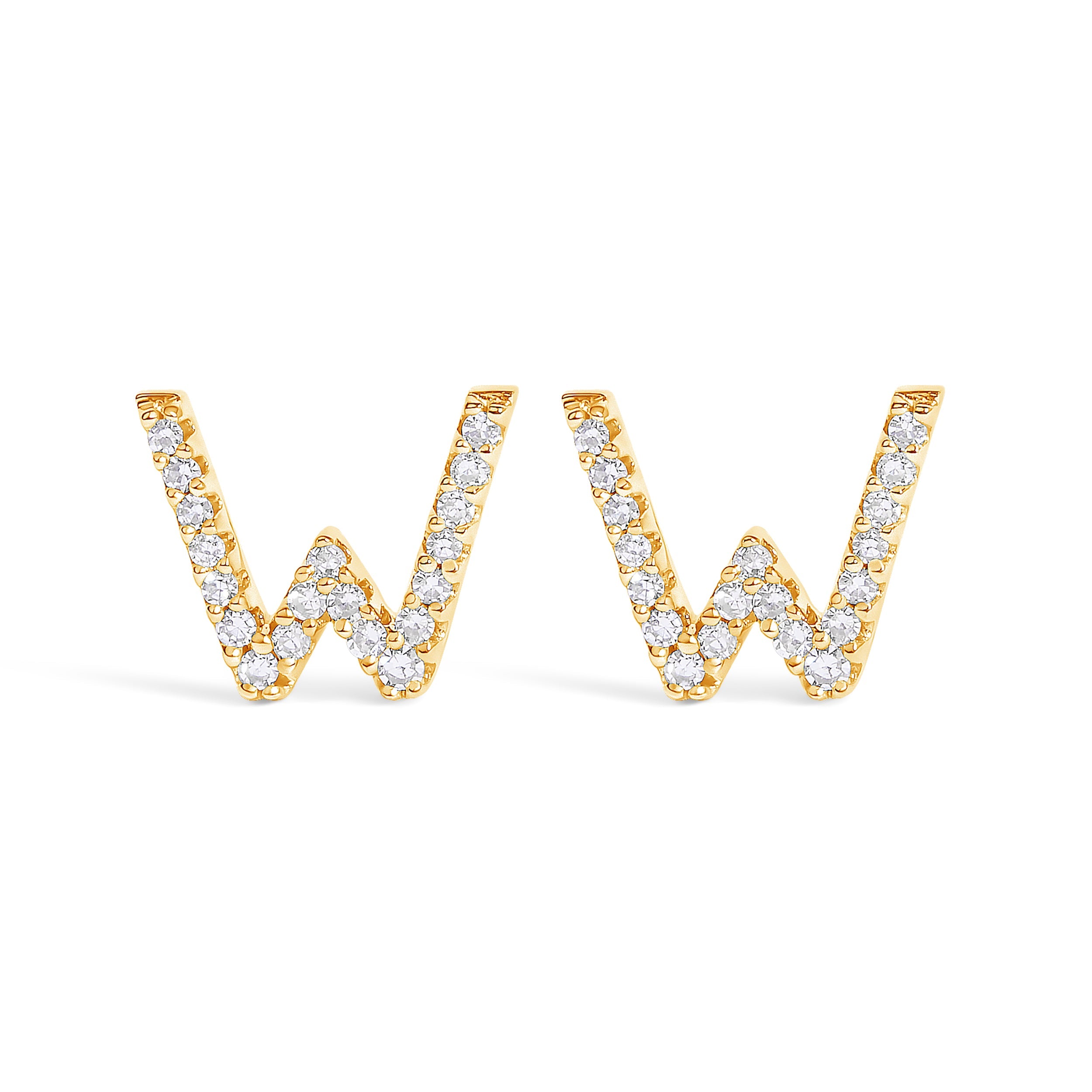 10K White Gold 1/10 Cttw Diamond Initial “A†Stud Earring