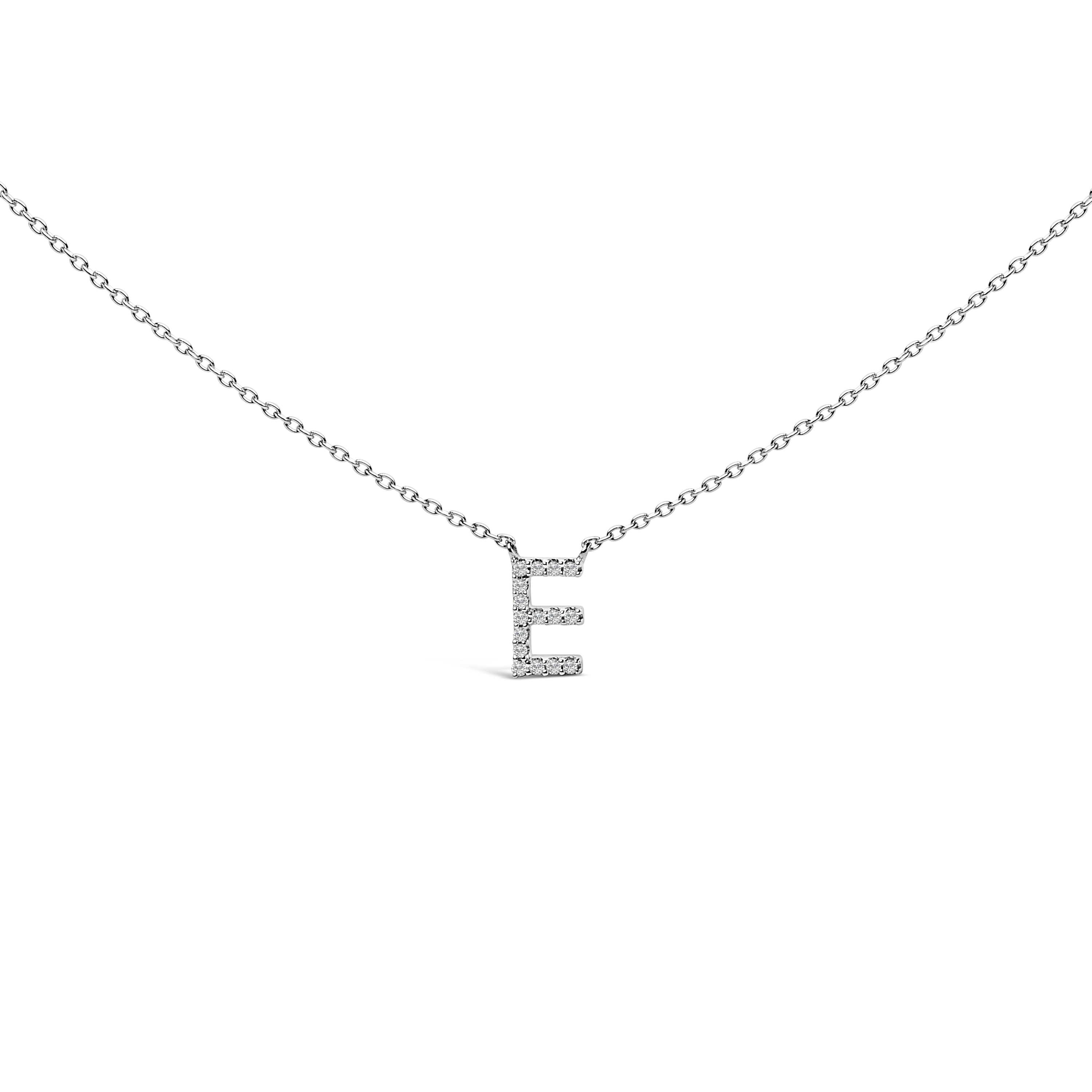 10K White Gold Diamond Accent "A" Block Initial Pendant Necklace