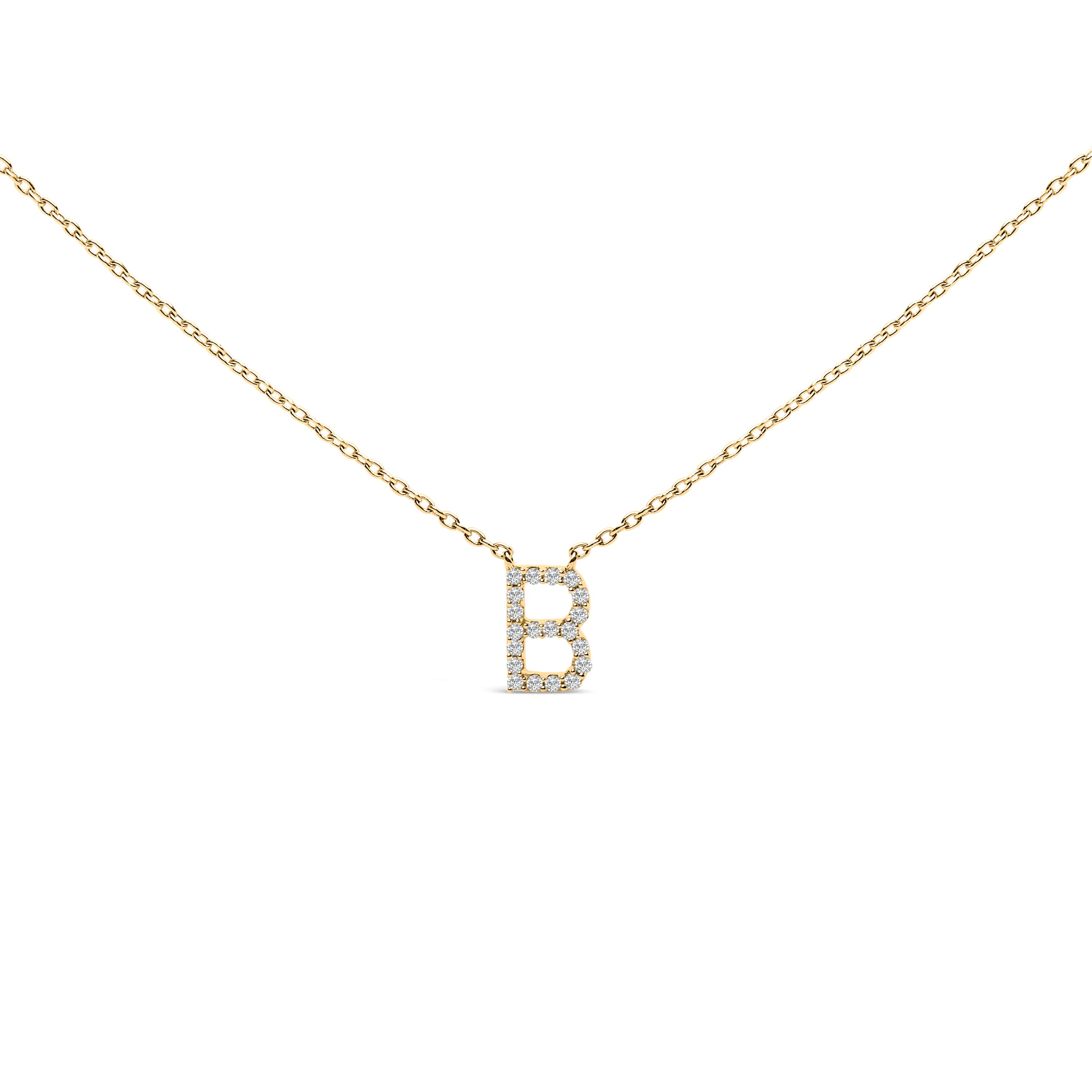 10K White Gold Diamond Accent "A" Block Initial Pendant Necklace