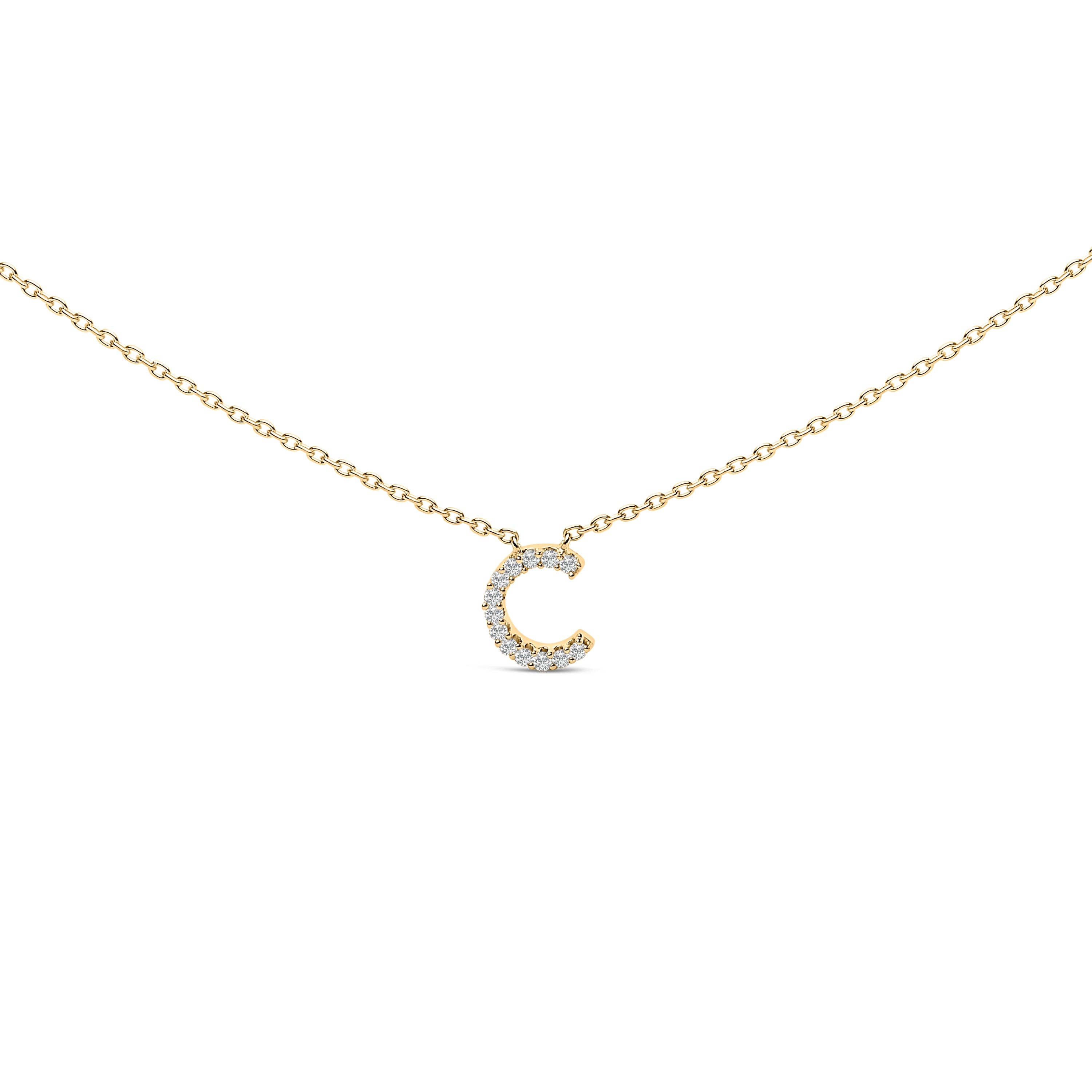 10K White Gold Diamond Accent "A" Block Initial Pendant Necklace