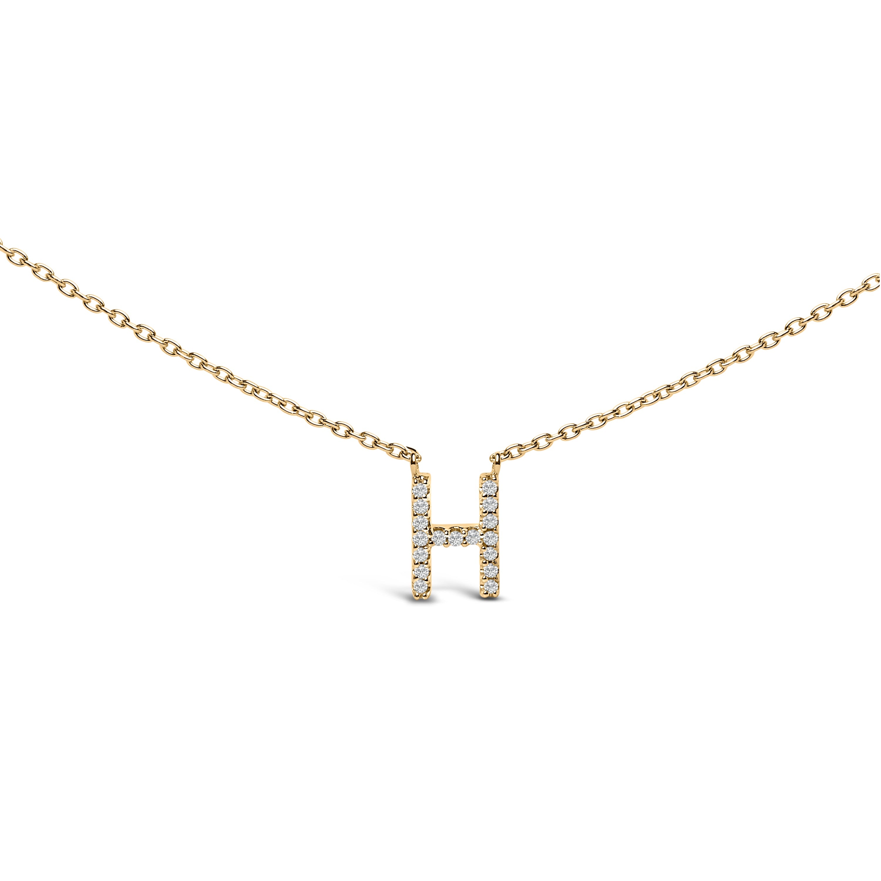 10K White Gold Diamond Accent "A" Block Initial Pendant Necklace