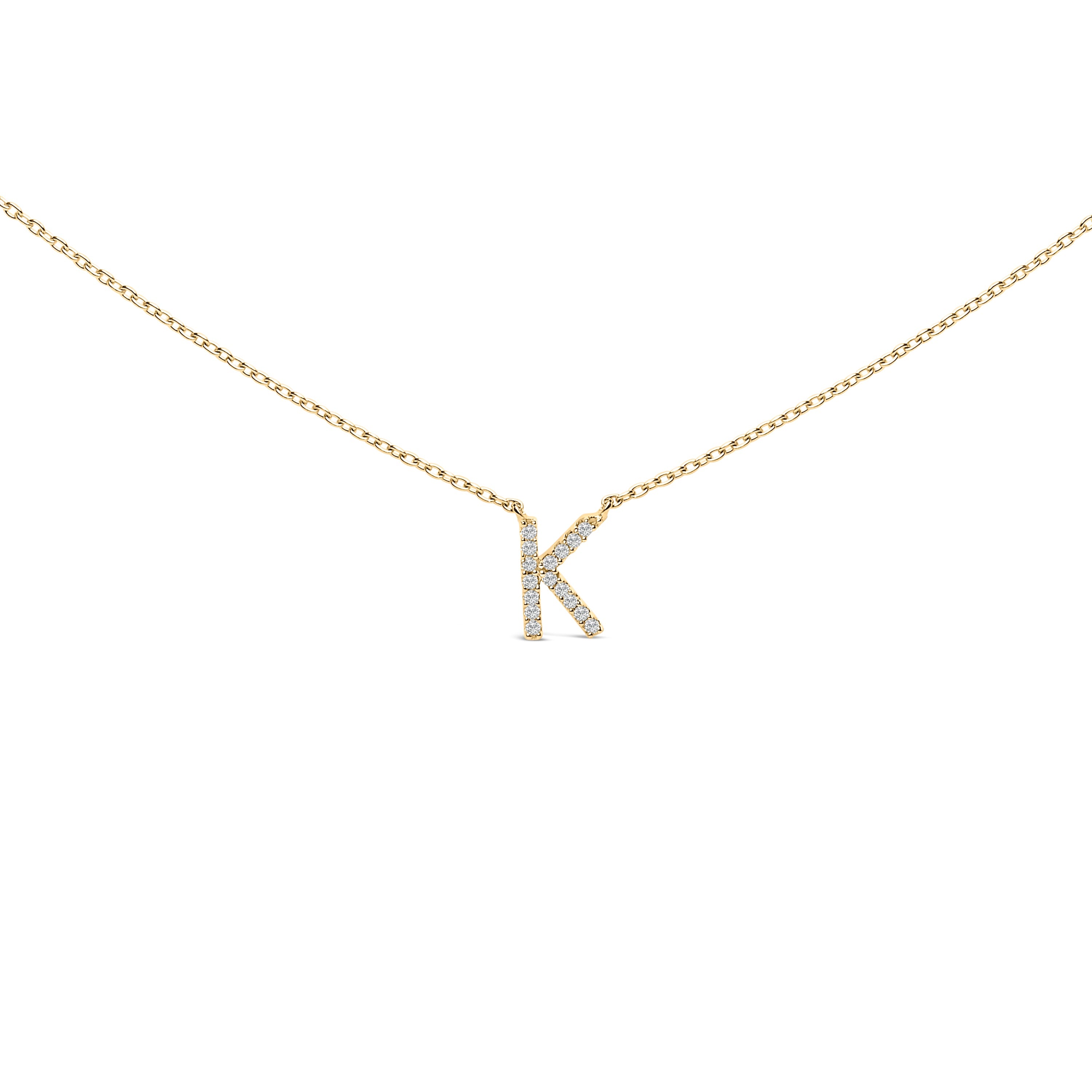 10K White Gold Diamond Accent "A" Block Initial Pendant Necklace