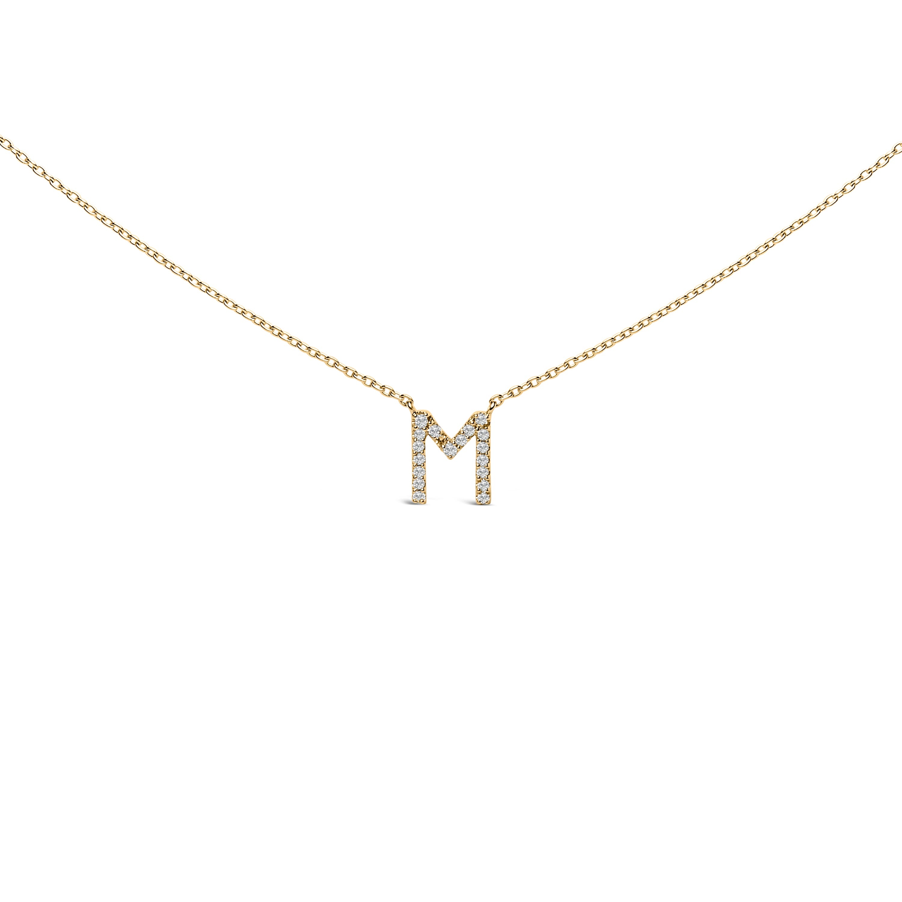 10K White Gold Diamond Accent "A" Block Initial Pendant Necklace