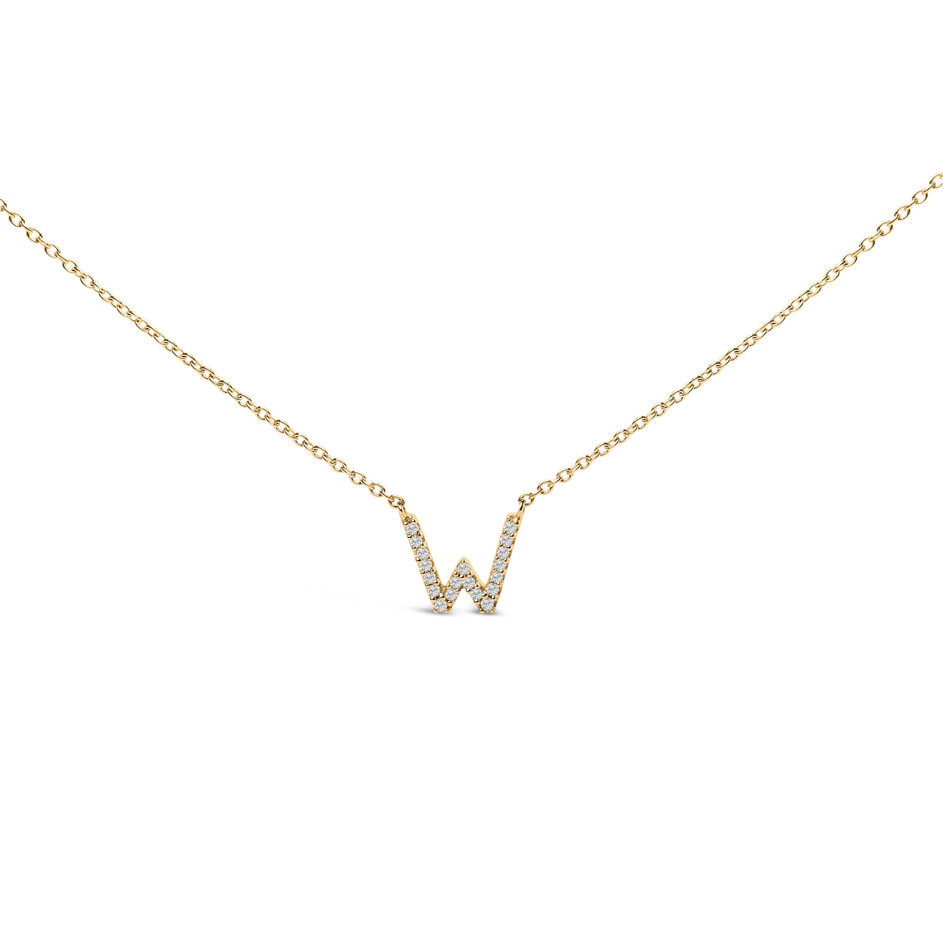 10K White Gold Diamond Accent "A" Block Initial Pendant Necklace