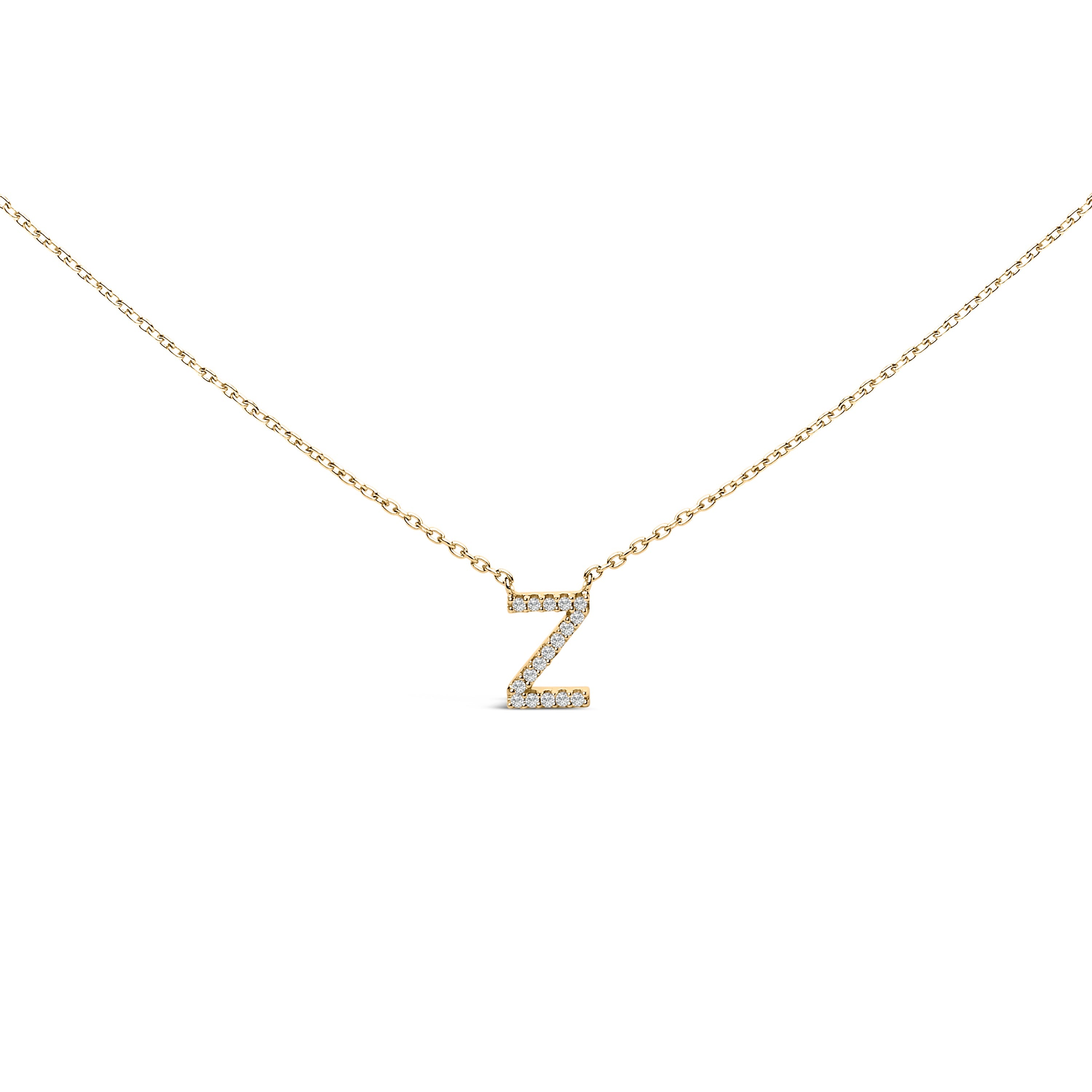 10K White Gold Diamond Accent "A" Block Initial Pendant Necklace