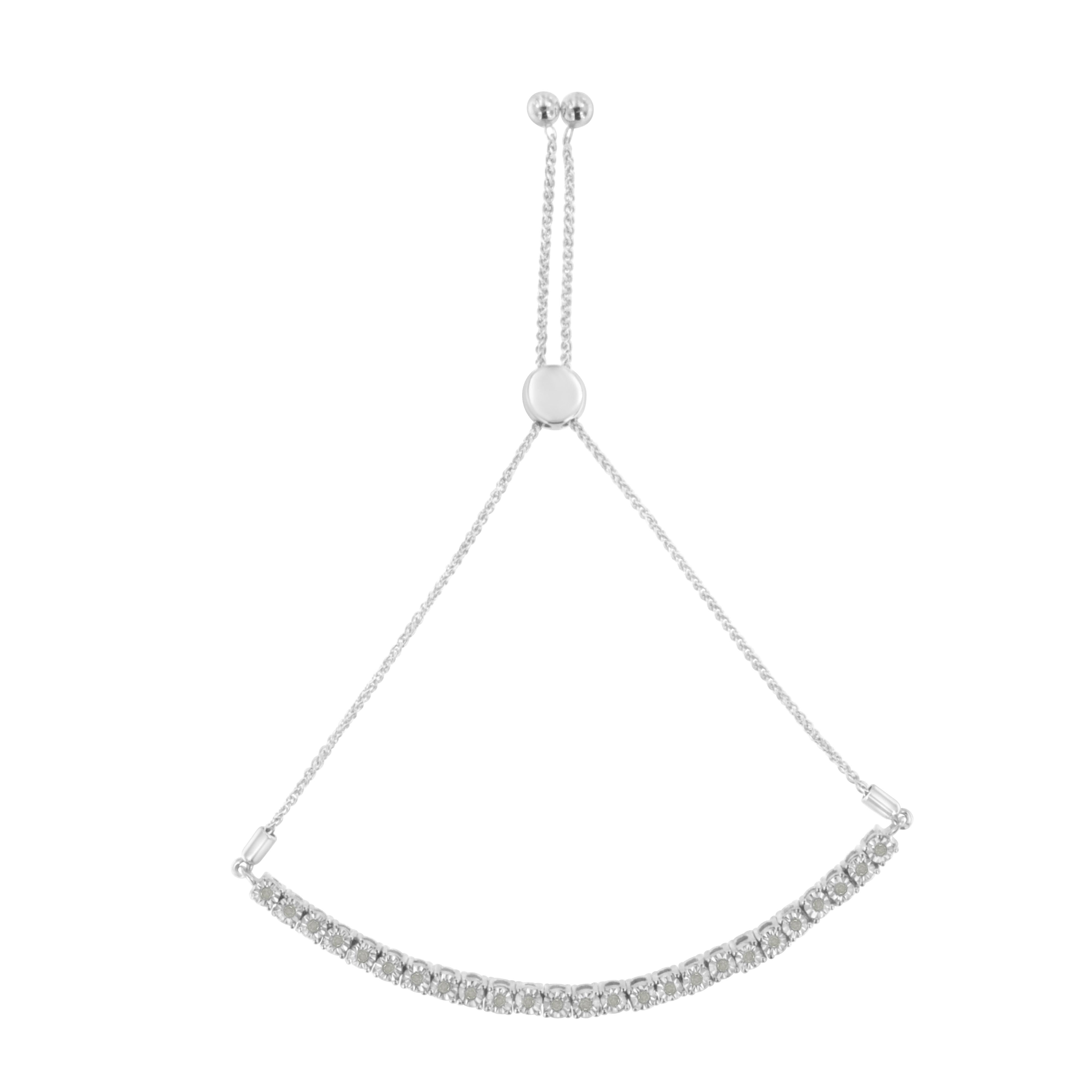10K Yellow Gold over .925 Sterling Silver 1/4 Cttw Miracle-Set Diamond 4â€-10†Adjustable Bolo Tennis Bracelet (I-J Color, I3 Clarity)