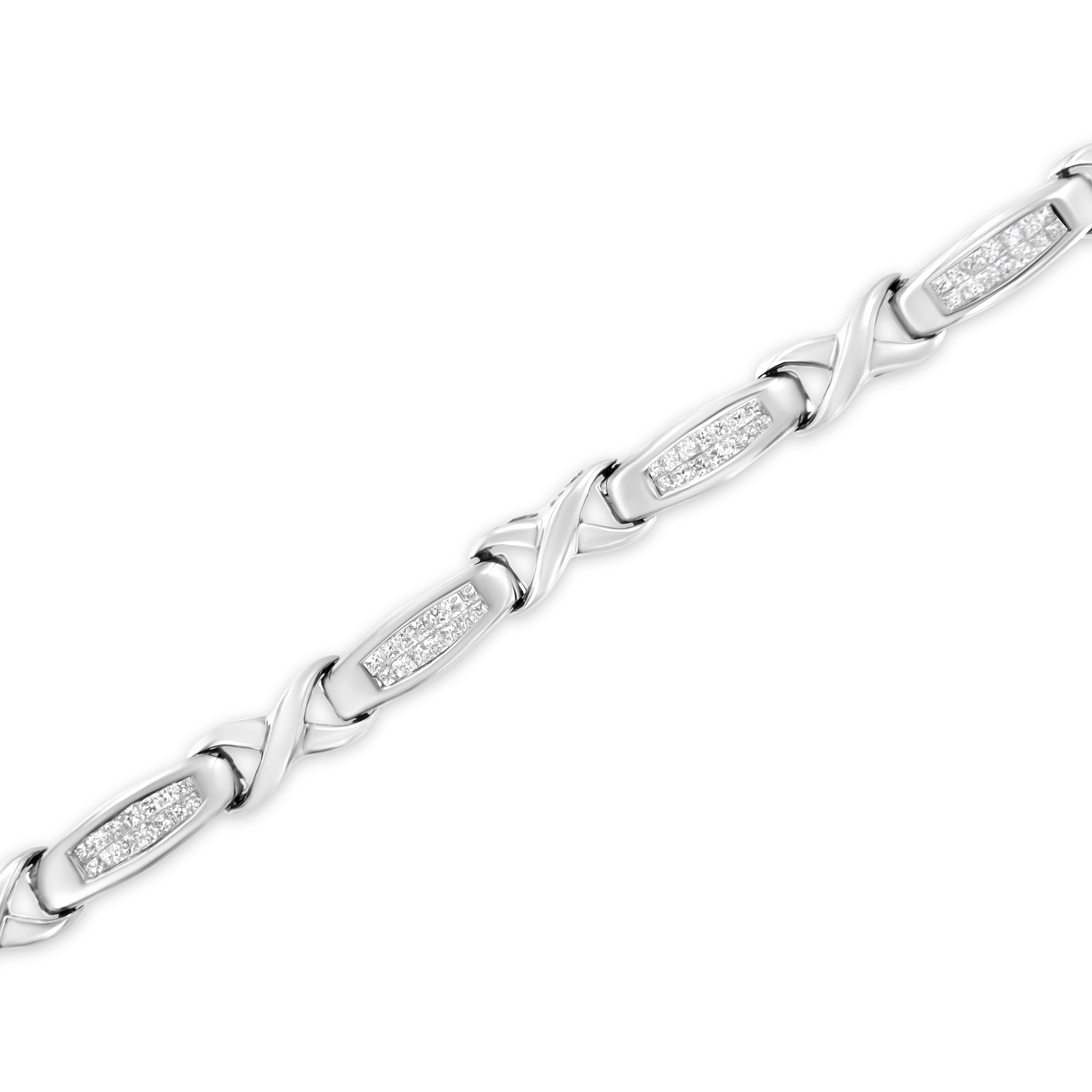 14K White Gold 1.0 Cttw Invisible-Set Princess Diamond Tennis Bracelet (H-I Color, SI1-SI2 Clarity) - 7"