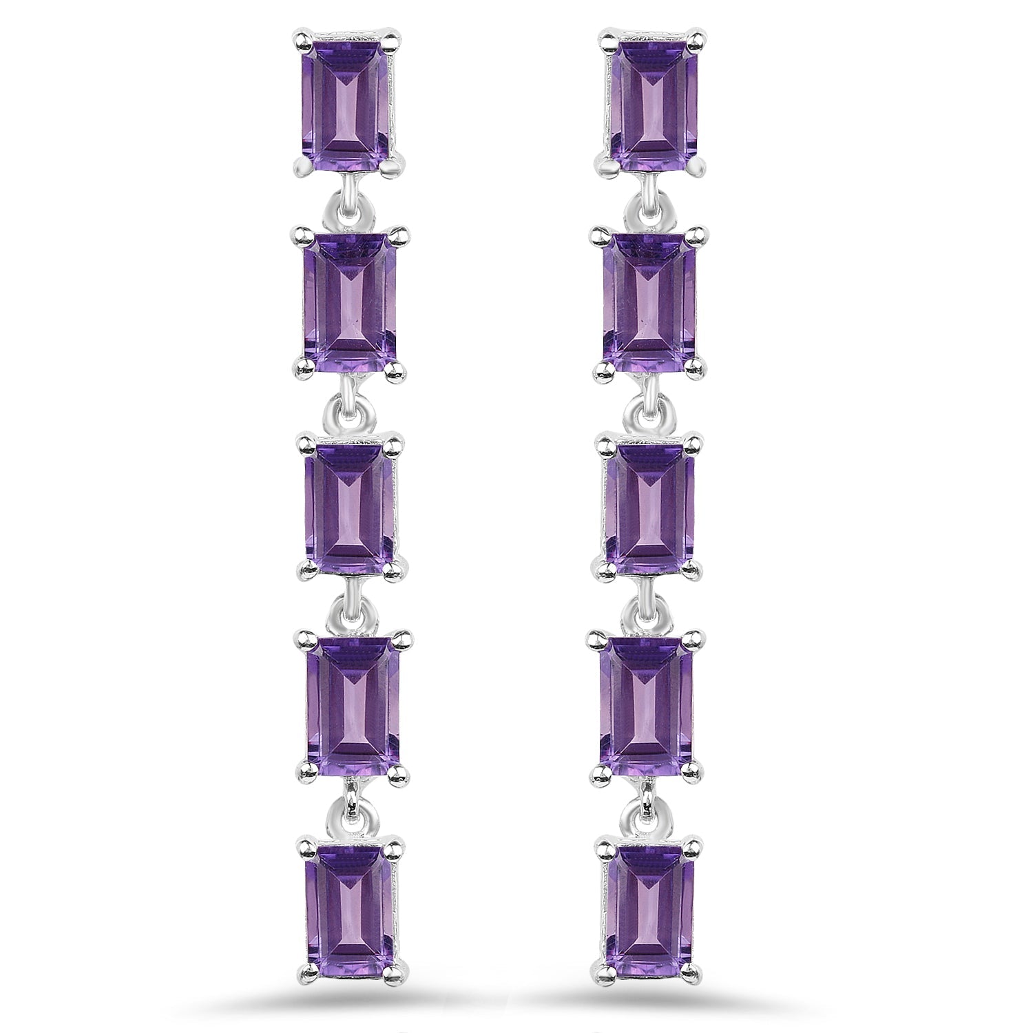 5.50 Carat Genuine Amethyst .925 Sterling Silver Earrings