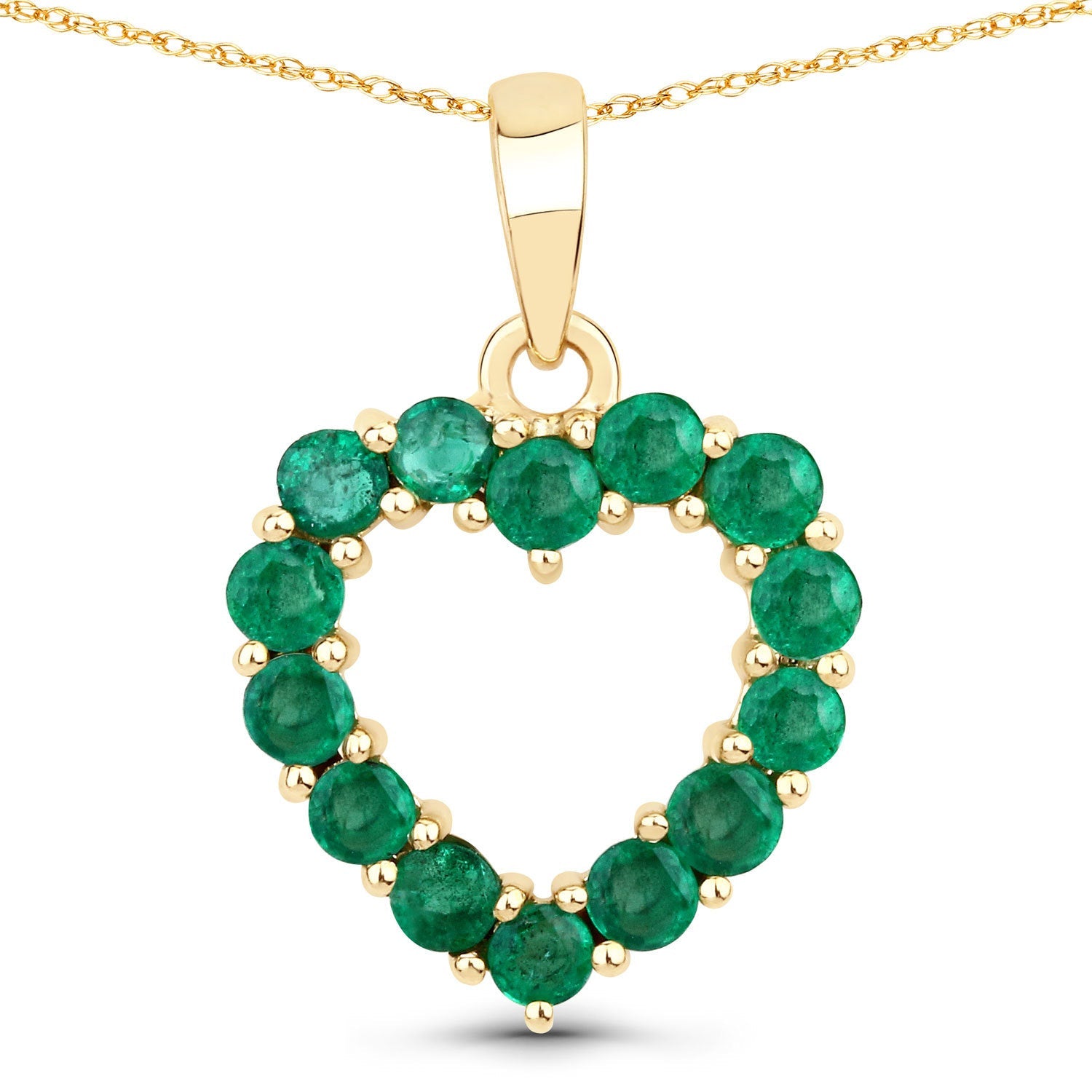 0.48 Carat Genuine Zambian Emerald 10K Yellow Gold Pendant