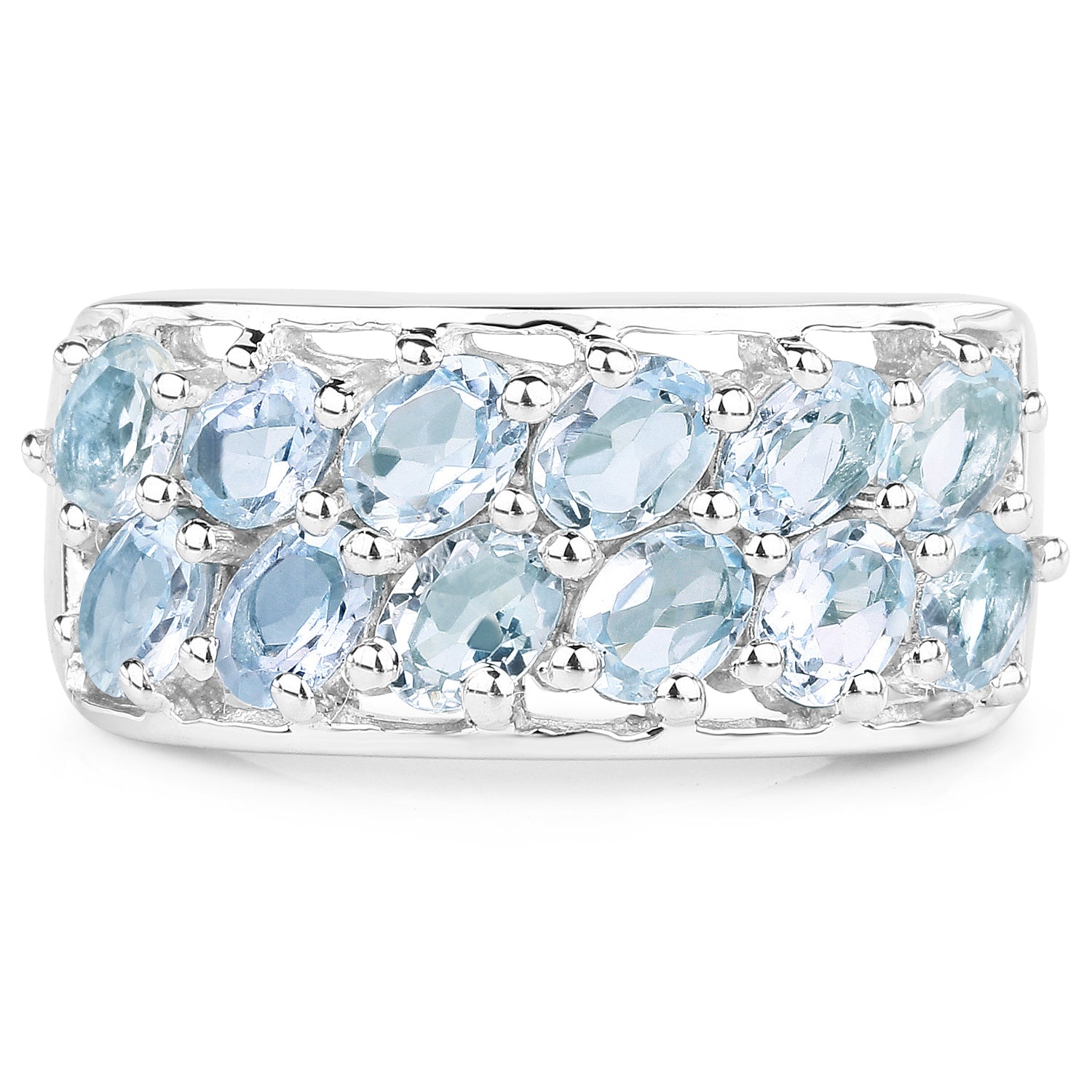 2.40 Carat Genuine Blue Topaz .925 Sterling Silver Ring