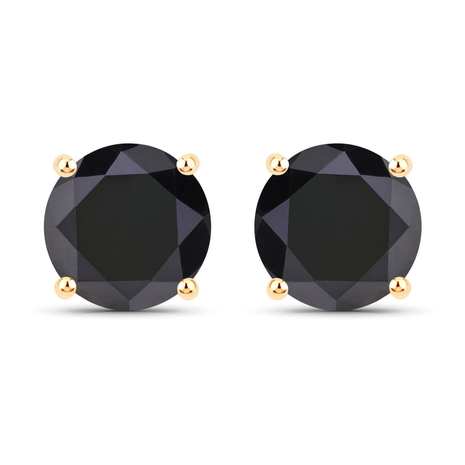 3.48 Carat Genuine Black Diamond 14K Yellow Gold Earrings