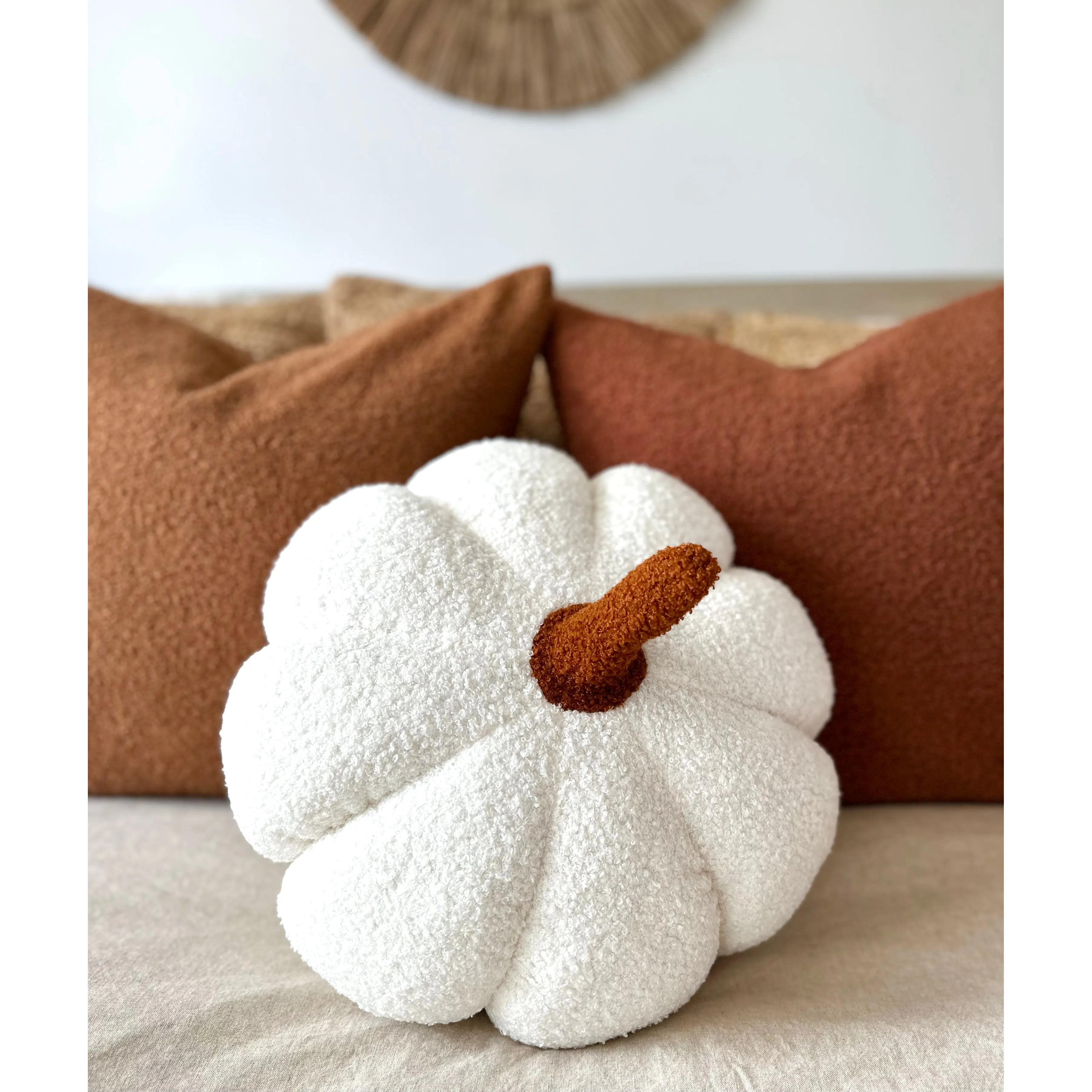 11” Jumbo Sherpa Ivory Pumpkin Pillow