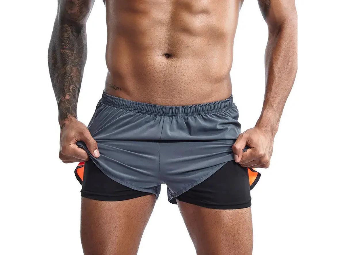 Gay Gym Shorts | 2 in 1 Compression Fitness Run Shorts