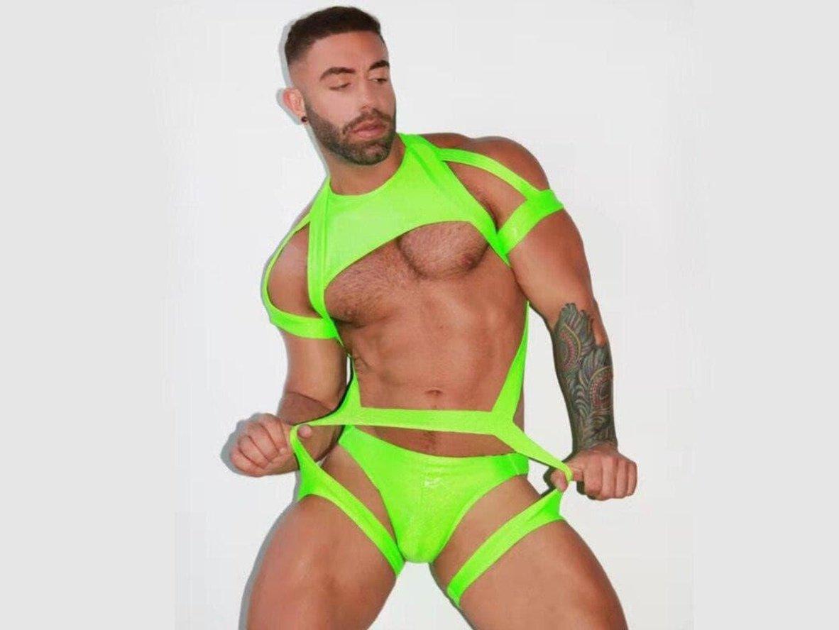 Gay Harness | Clubwear Sexy Body Chest Leg Harness + Underwear 2pc set