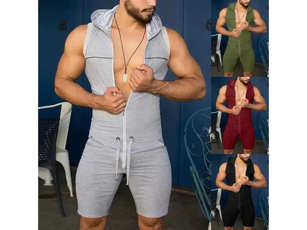 Gay Rompers | Casual Sleeveless Zipper Rompers