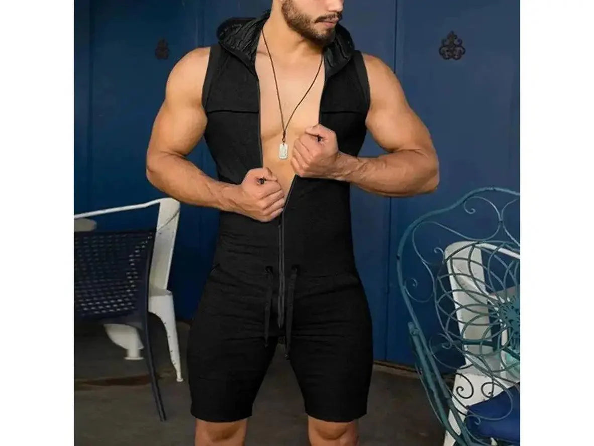 Gay Rompers | Casual Sleeveless Zipper Rompers