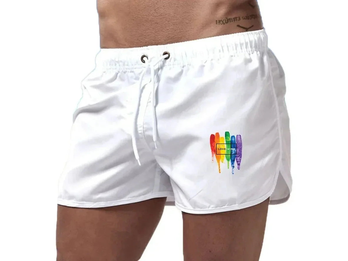 Gay Swim Shorts | Pride "LOVE WINS" Beach Shorts
