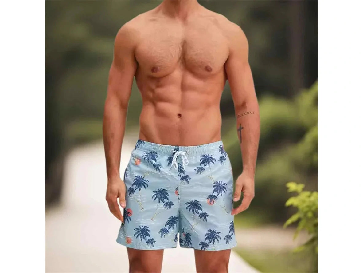 Gay Swim Shorts | Quick Dry Tropical Print Beach Shorts