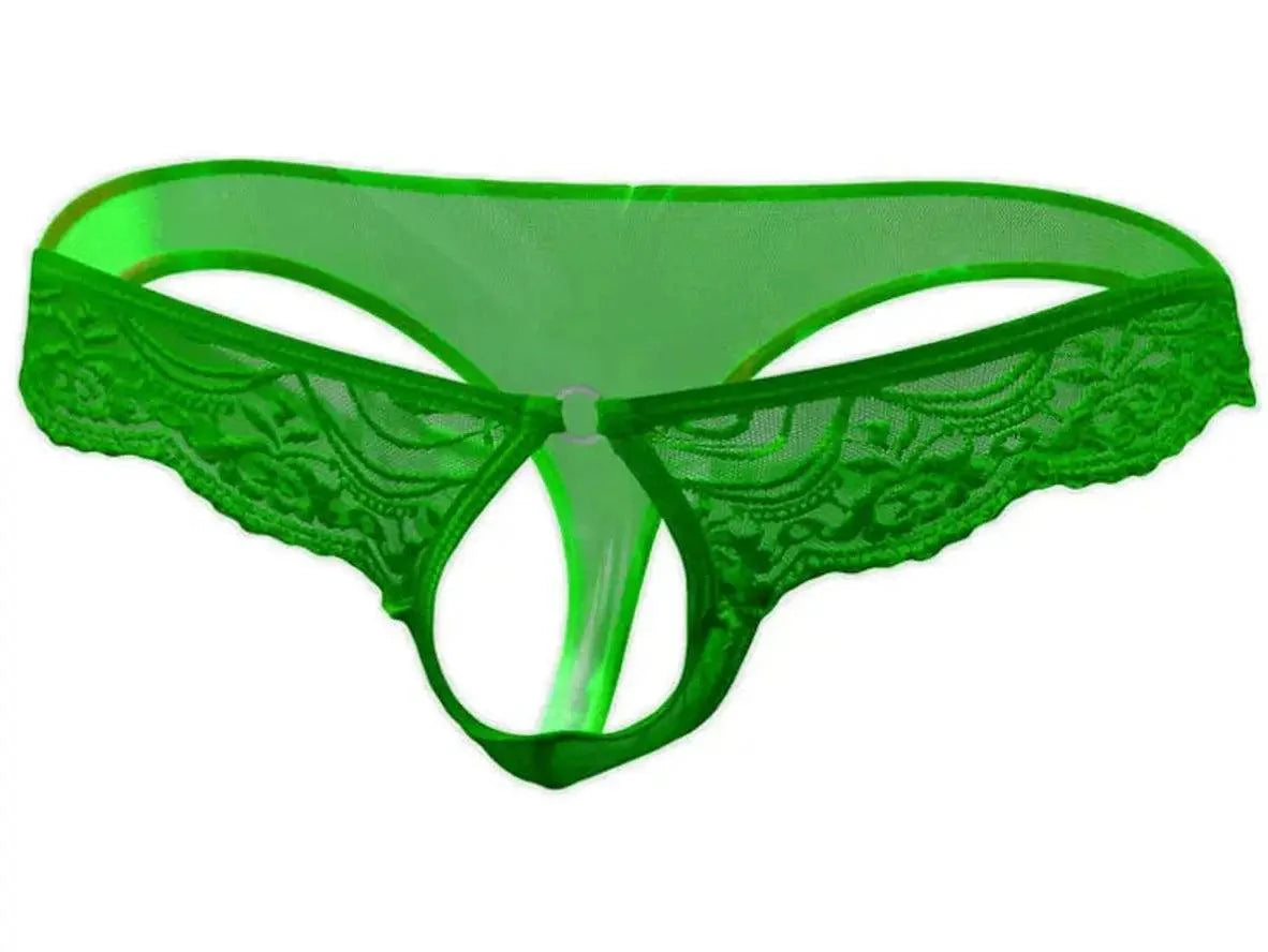 Gay Thongs | Open Crotch Lace Transparent Thongs