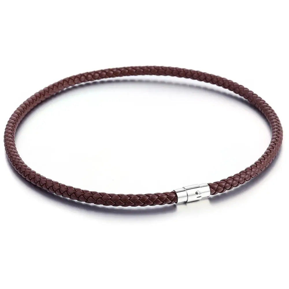 Leather Necklace Choker for Men Women Black Brown Rope Choker Necklaces Wholesale Dropshipping Jewelry 4/6/8mm DUNM09A