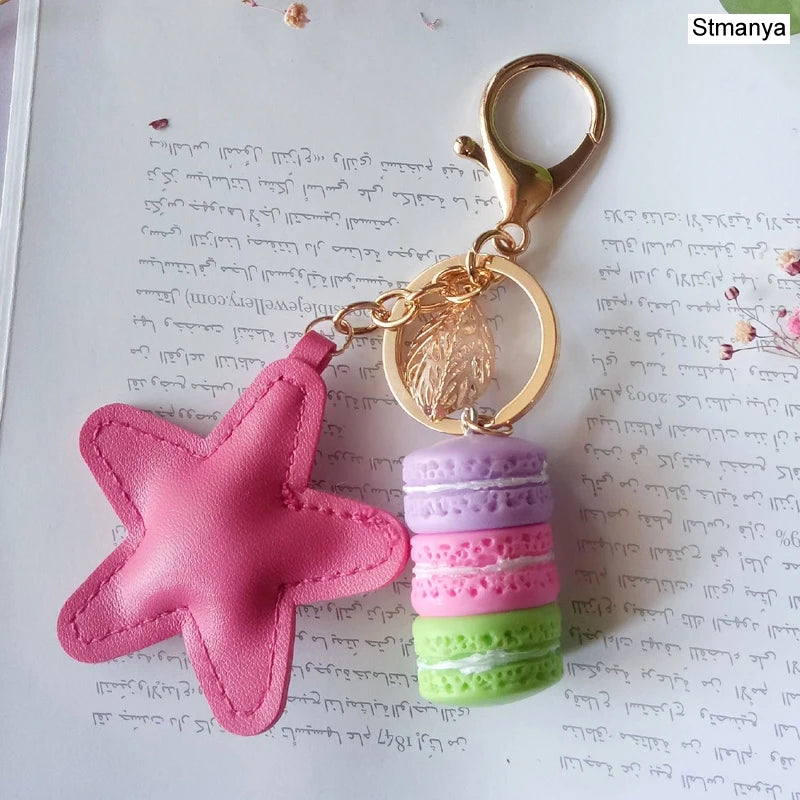 Women Cake Key Chain Fashion Cute French pastries Keychain Bag Charm Car Key Ring Wedding Party gift Jewelry 17278
