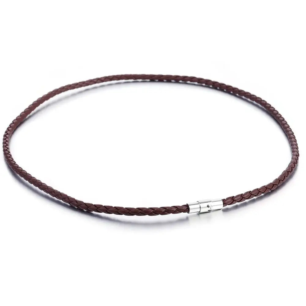 Leather Necklace Choker for Men Women Black Brown Rope Choker Necklaces Wholesale Dropshipping Jewelry 4/6/8mm DUNM09A