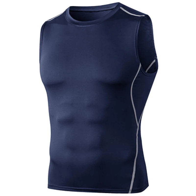 Men Quick Dry Running T-Shirts Compression Sleeveless Quick-drying Jersey training shirt Gym Mens Tank Top
