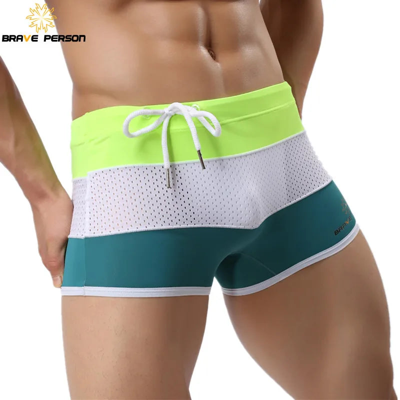 BRAVE PERSON Brand Men Swimwear Trunks Sexy Swimming Shorts Trunks Boxer Shorts Male Swimsuits Surf Board Beach Shorts B1009