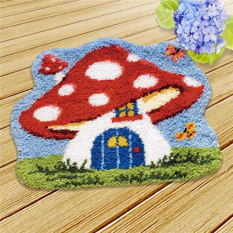 New Decorative Flower Carpet Crocheting Kit DIY Cushion Carpet Flower Latch Hook Rug Kit Needlework Crocheting Embroidery
