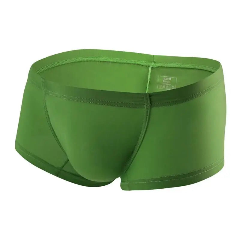 Sexy Men Underwear Boxers Solid Thin Ice Silk Panties Man Breathable Low Waist U Convex Pouch Underpants Male Cueca Calzoncillo