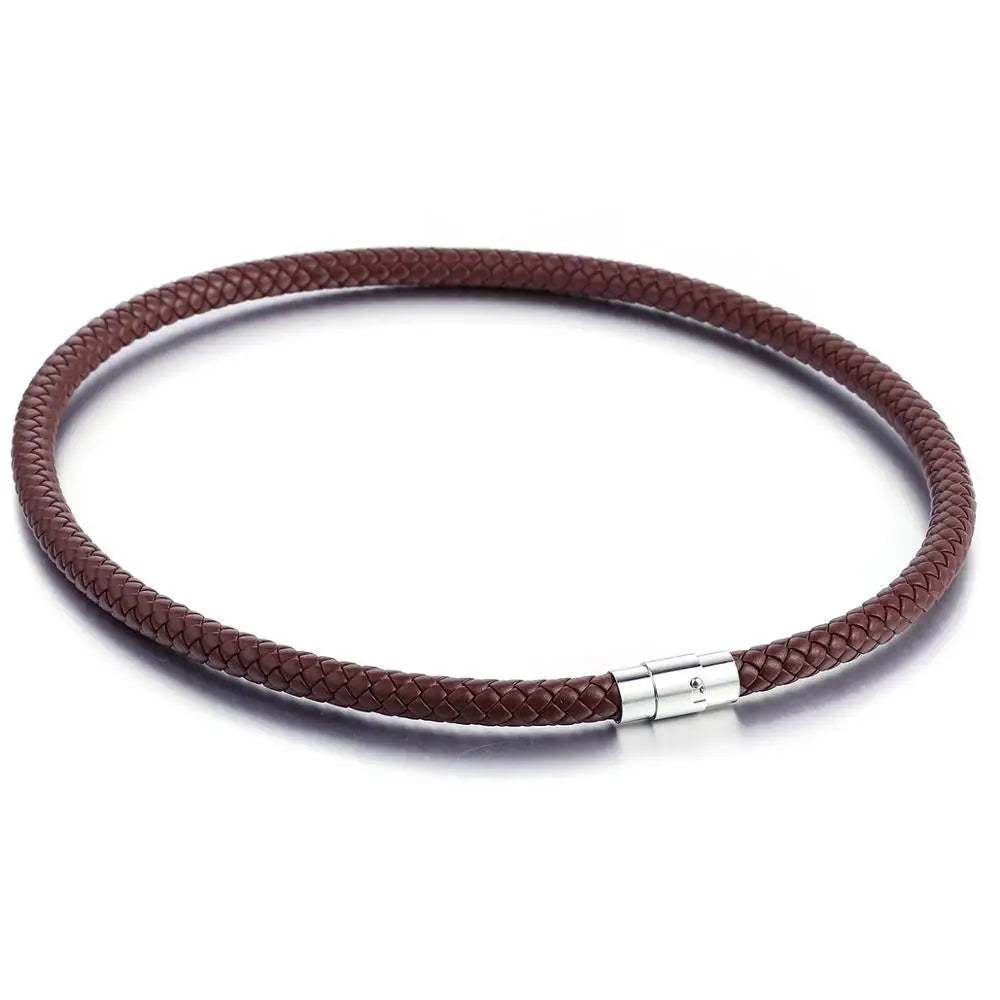 Leather Necklace Choker for Men Women Black Brown Rope Choker Necklaces Wholesale Dropshipping Jewelry 4/6/8mm DUNM09A