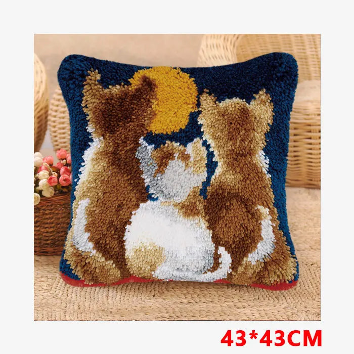 Flower Latch Hook Kit Cute Knooppakket Kussen Knopen Pillow Button Smyrna Knooppakket Needlework Button Packagek Linkhaak Kussen