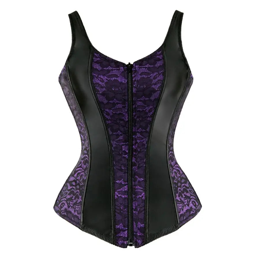 Steampunk Straps Overbust Corset With Cup Zipper Sexy Jacquard Floral Corset Waist Cincher Bustier Lingerie Top Plus Size