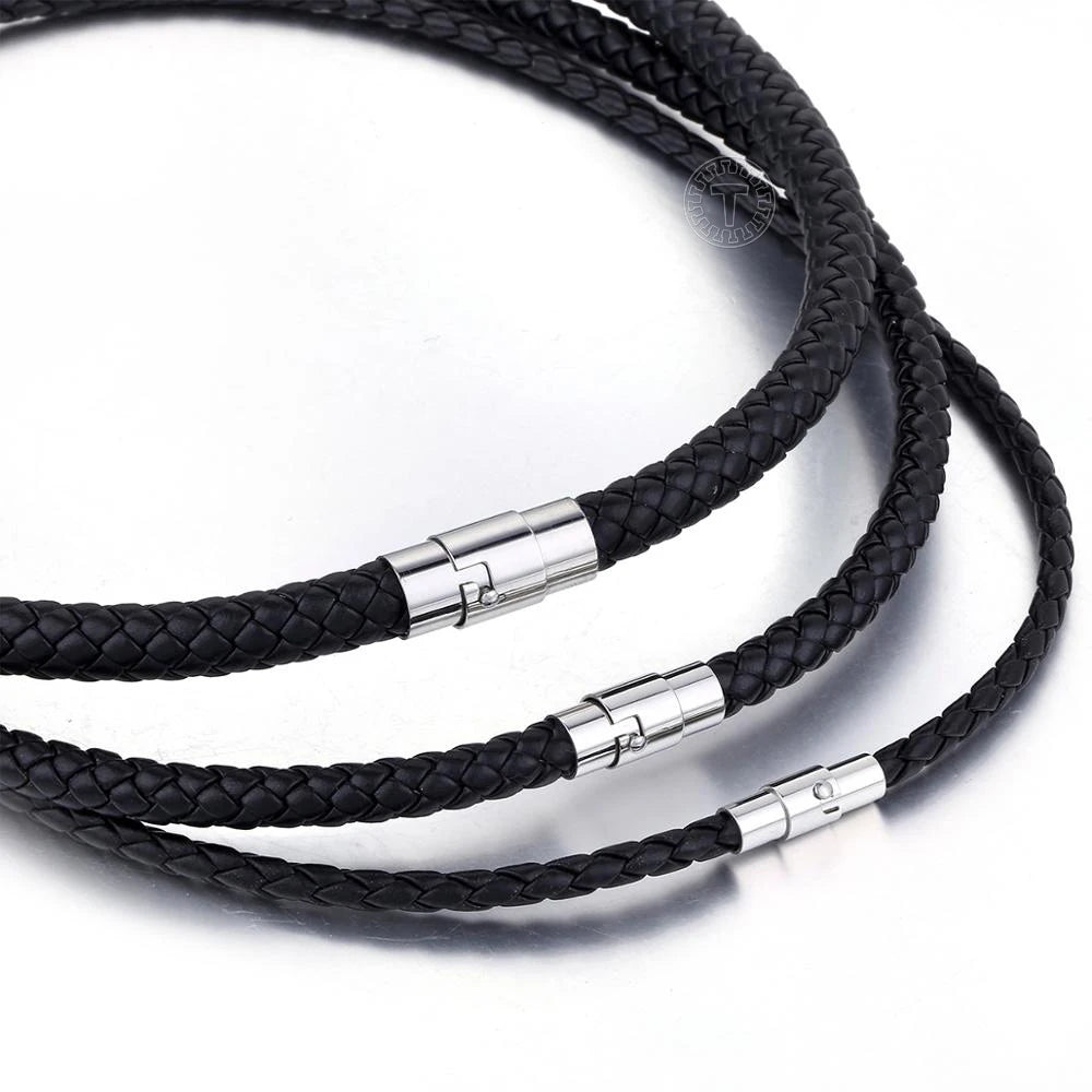 Leather Necklace Choker for Men Women Black Brown Rope Choker Necklaces Wholesale Dropshipping Jewelry 4/6/8mm DUNM09A