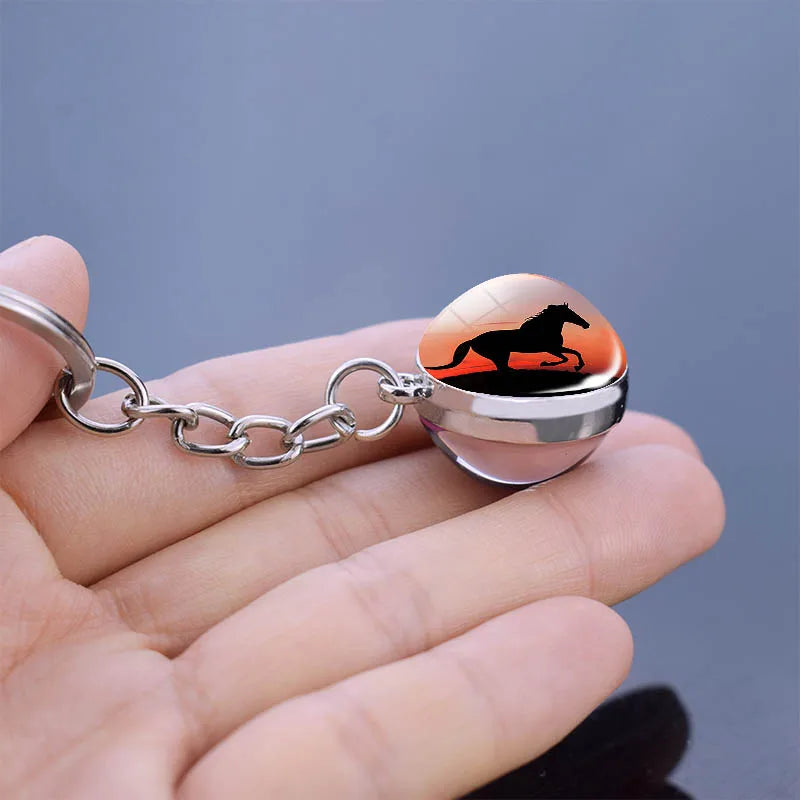 Glow In The Dark Horse Keychain Glowing Horse Stuff Luminous Horses Glass Ball Key Chain Crazy Horse Lovers Gifts Key Rings