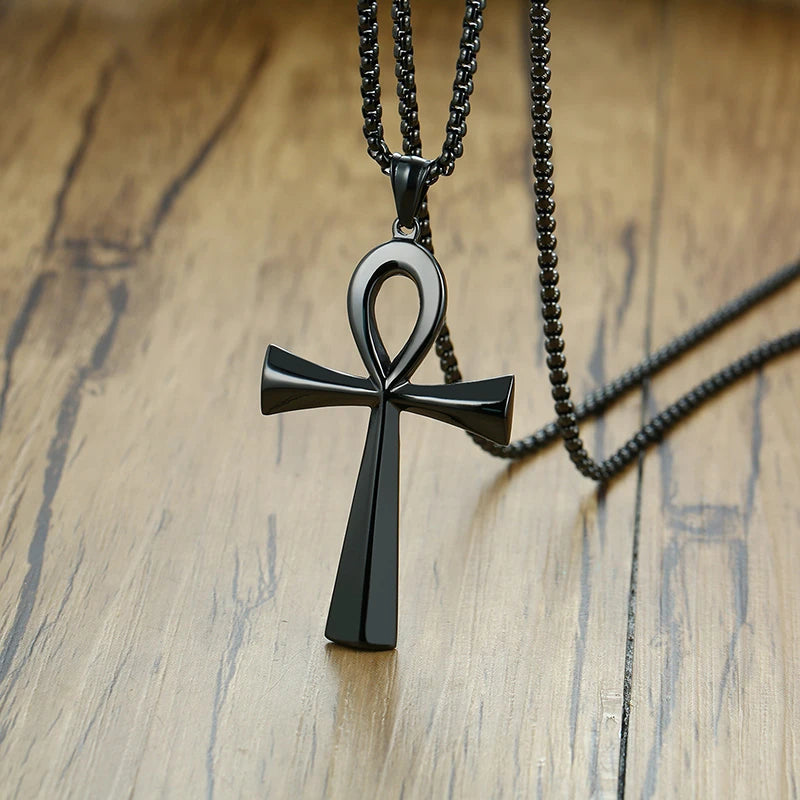 Vnox Religion Egyptian Ankh Crucifix Necklaces Stainless Steel Symbol of Life Cross Pendants Prayer Gifts Jewelry