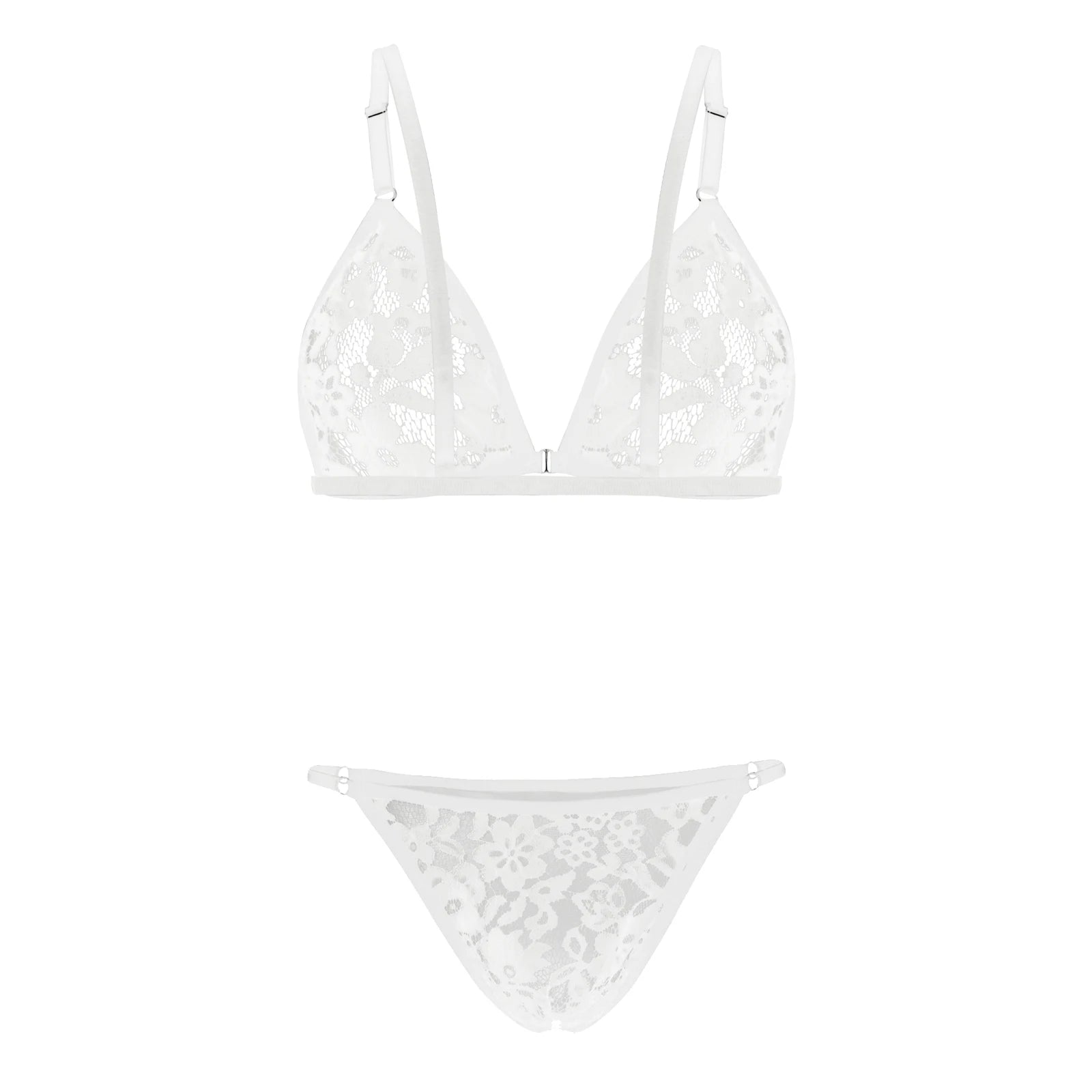 CLEVER-MENMODE Men Crossdress Lace Bra Lingerie Sexy Panties Thong Set Spaghetti Strap Transparent Underwear Two Piece