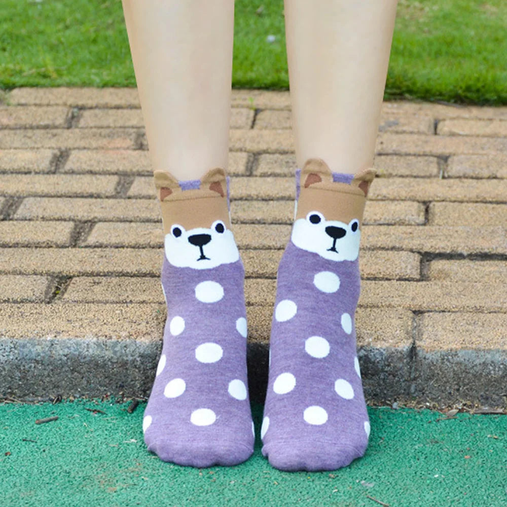 Women Socks New Funny Cute Cartoon Animal Cat Dog Parrot Novelty