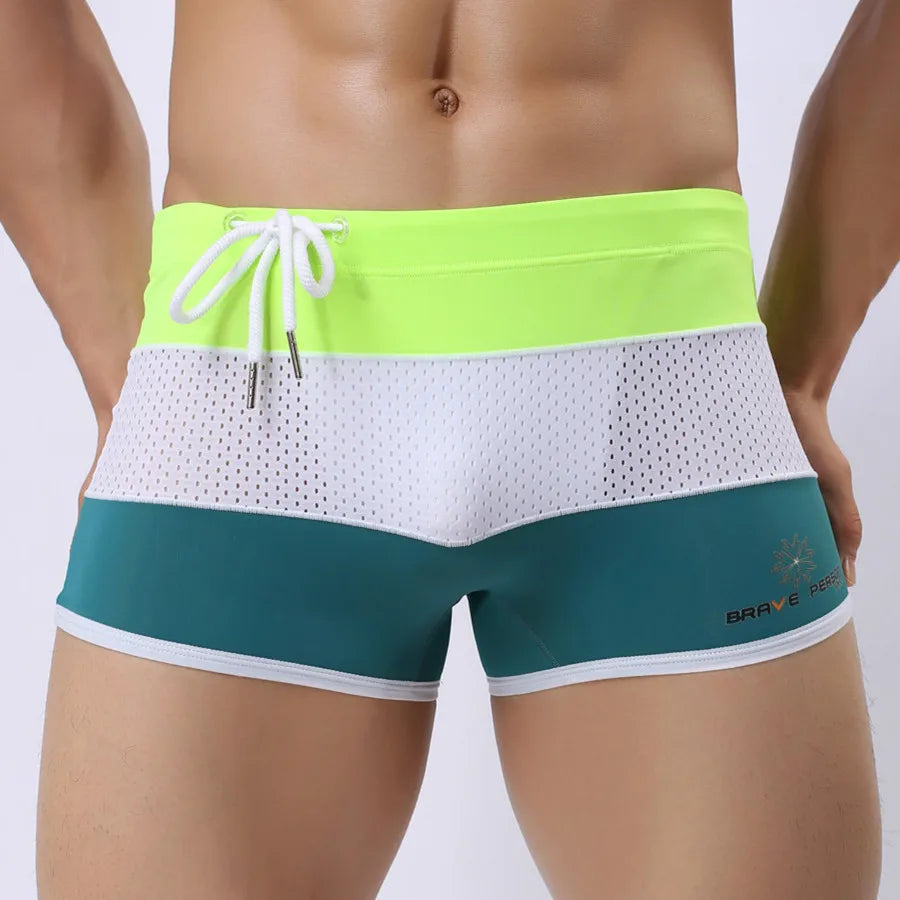 BRAVE PERSON Brand Men Swimwear Trunks Sexy Swimming Shorts Trunks Boxer Shorts Male Swimsuits Surf Board Beach Shorts B1009