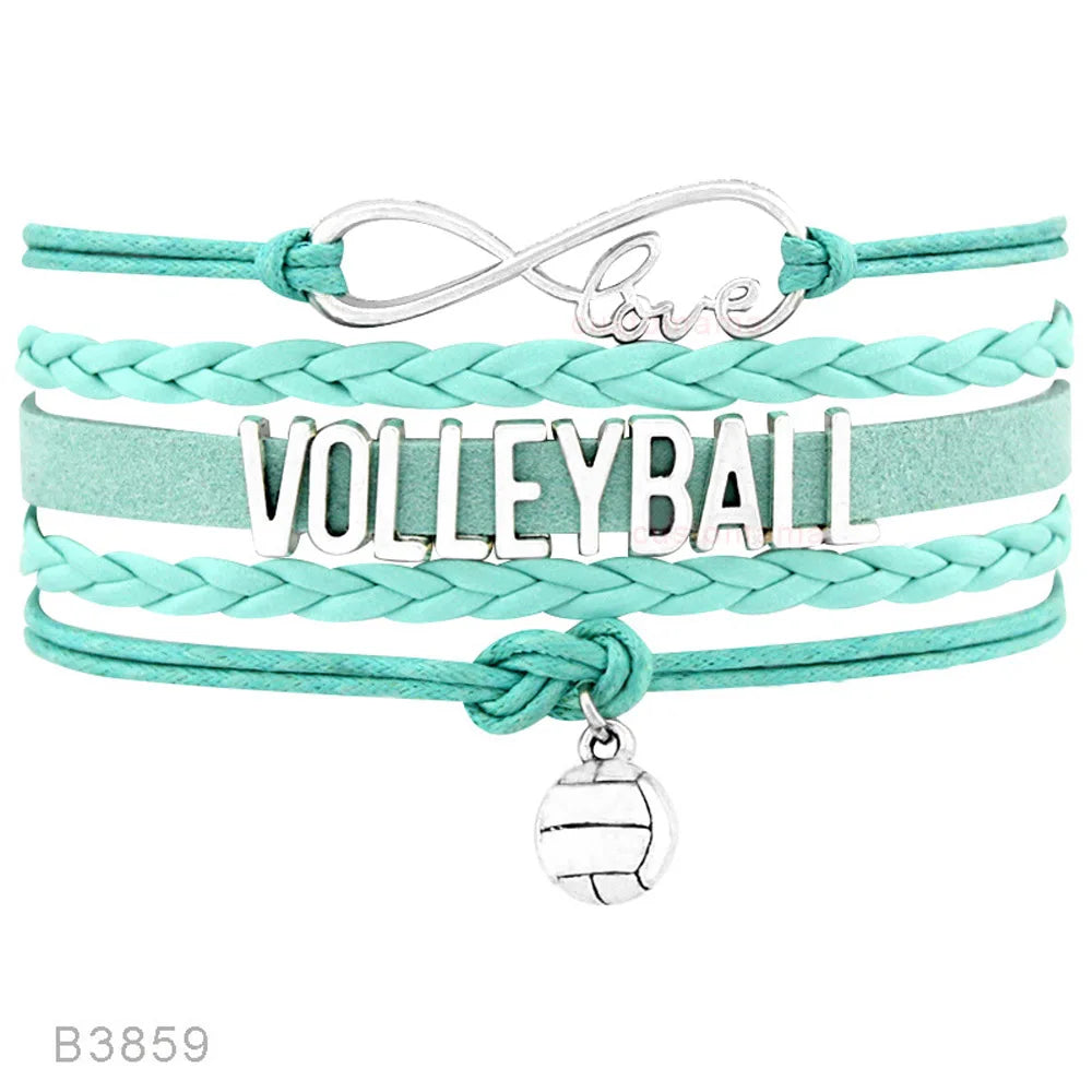 Volleyball Sports Infinity Love Charm Bracelets Royal Handmade Adjustable