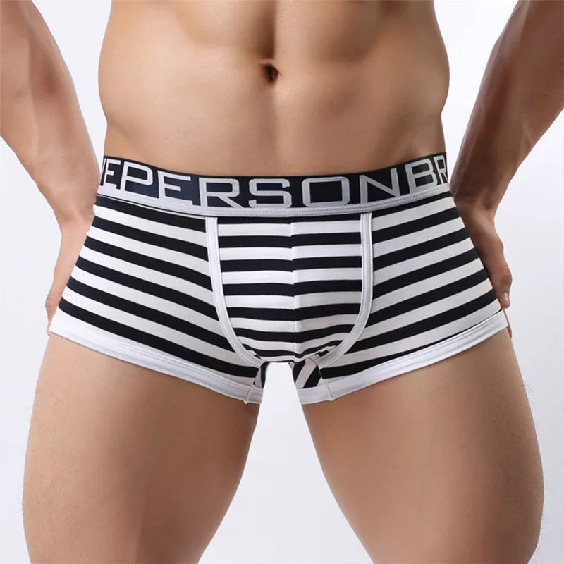 BRAVE PERSON Male Panties Men Underwear Boxers Cotton Underwear Sexy Striped Man Boxer Shorts Underpants B1155