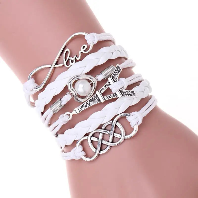 Multilayer Paris Eiffel Tower Love Infinity Knot Bracelet